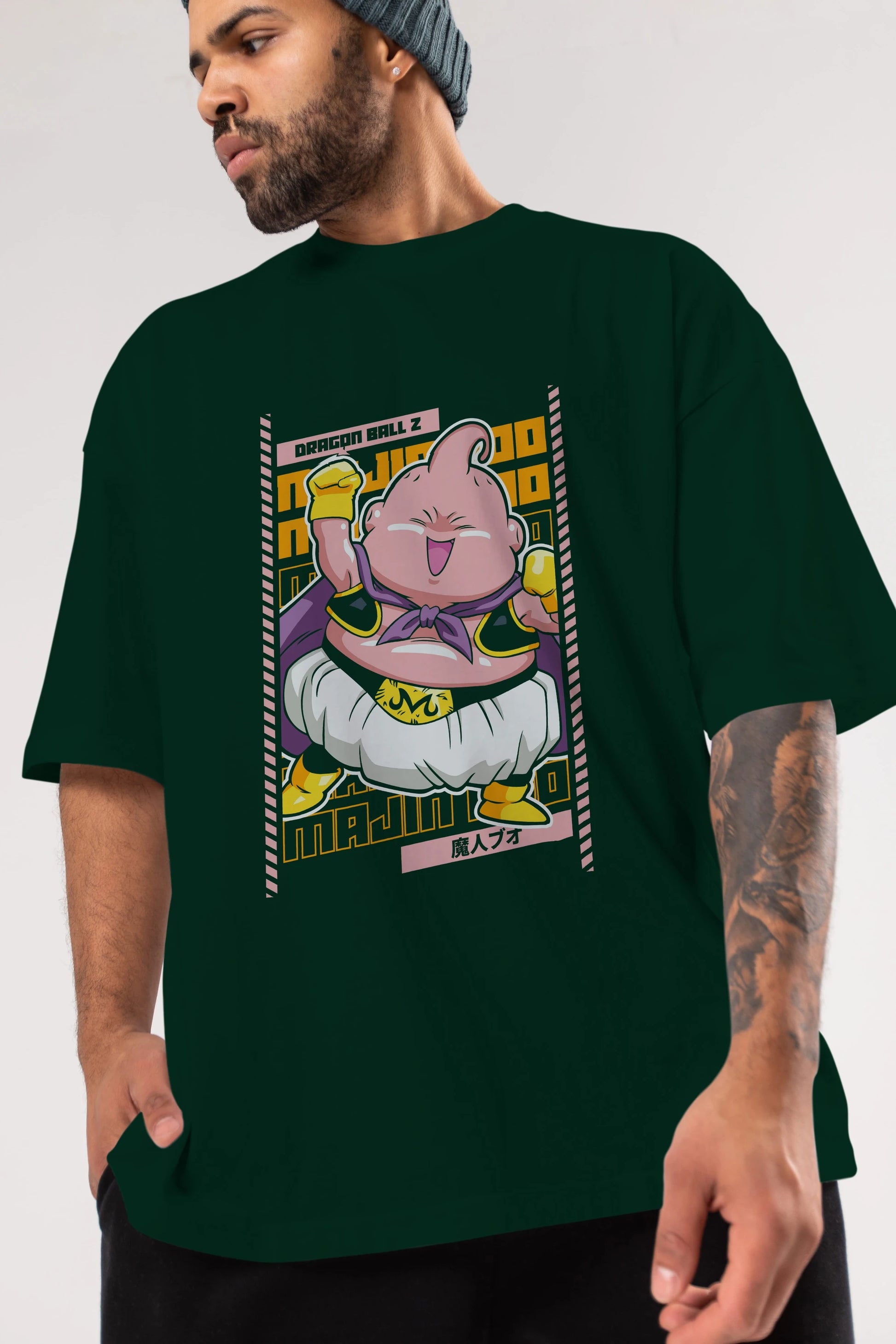 MAJIN BOO1 Anime Ön Baskılı Oversize t-shirt %100 pamuk Erkek Kadın Unisex