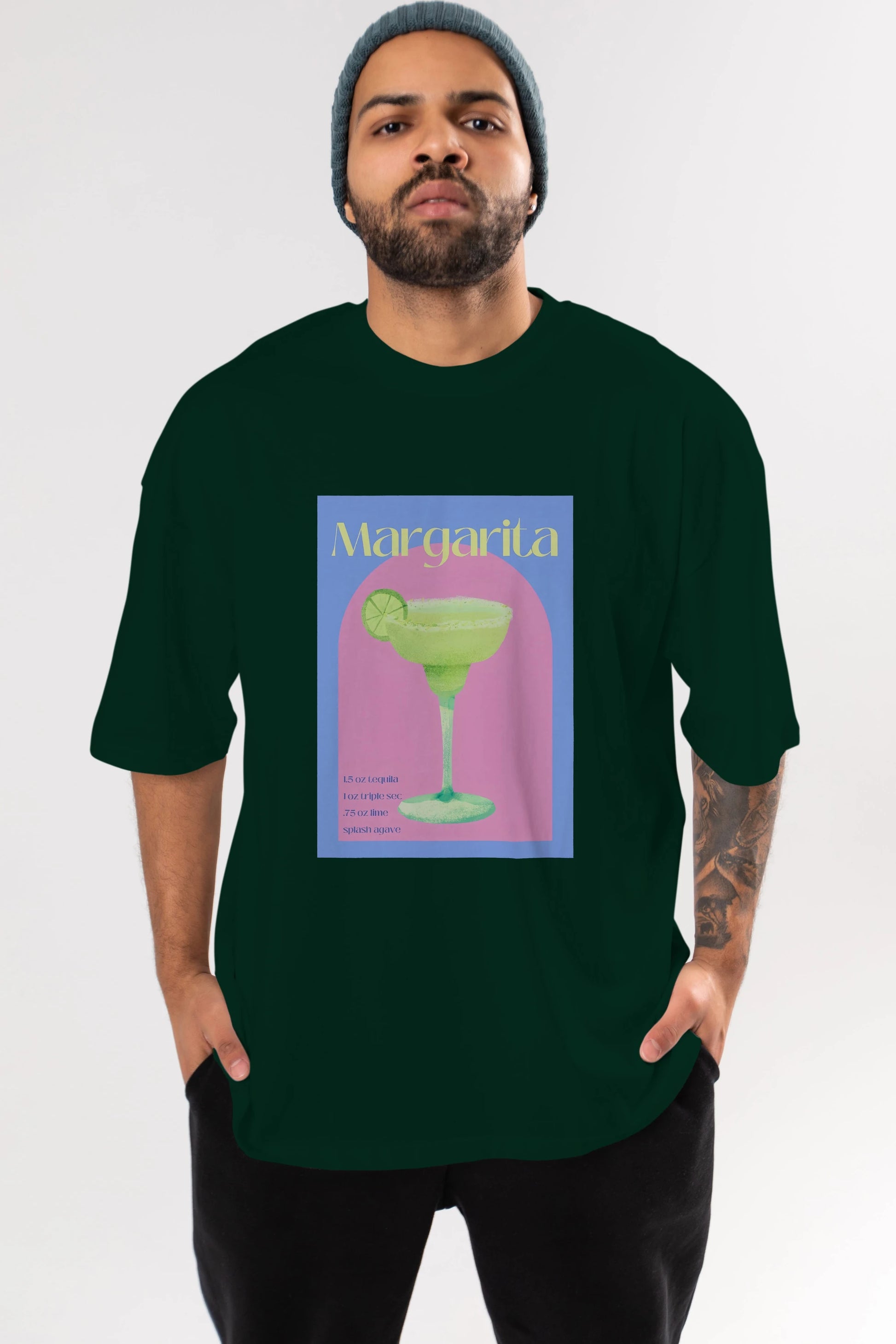 Margarita 6 Ön Baskılı Oversize t-shirt Erkek Kadın Unisex %100 Pamuk Bisiklet Yaka tişort