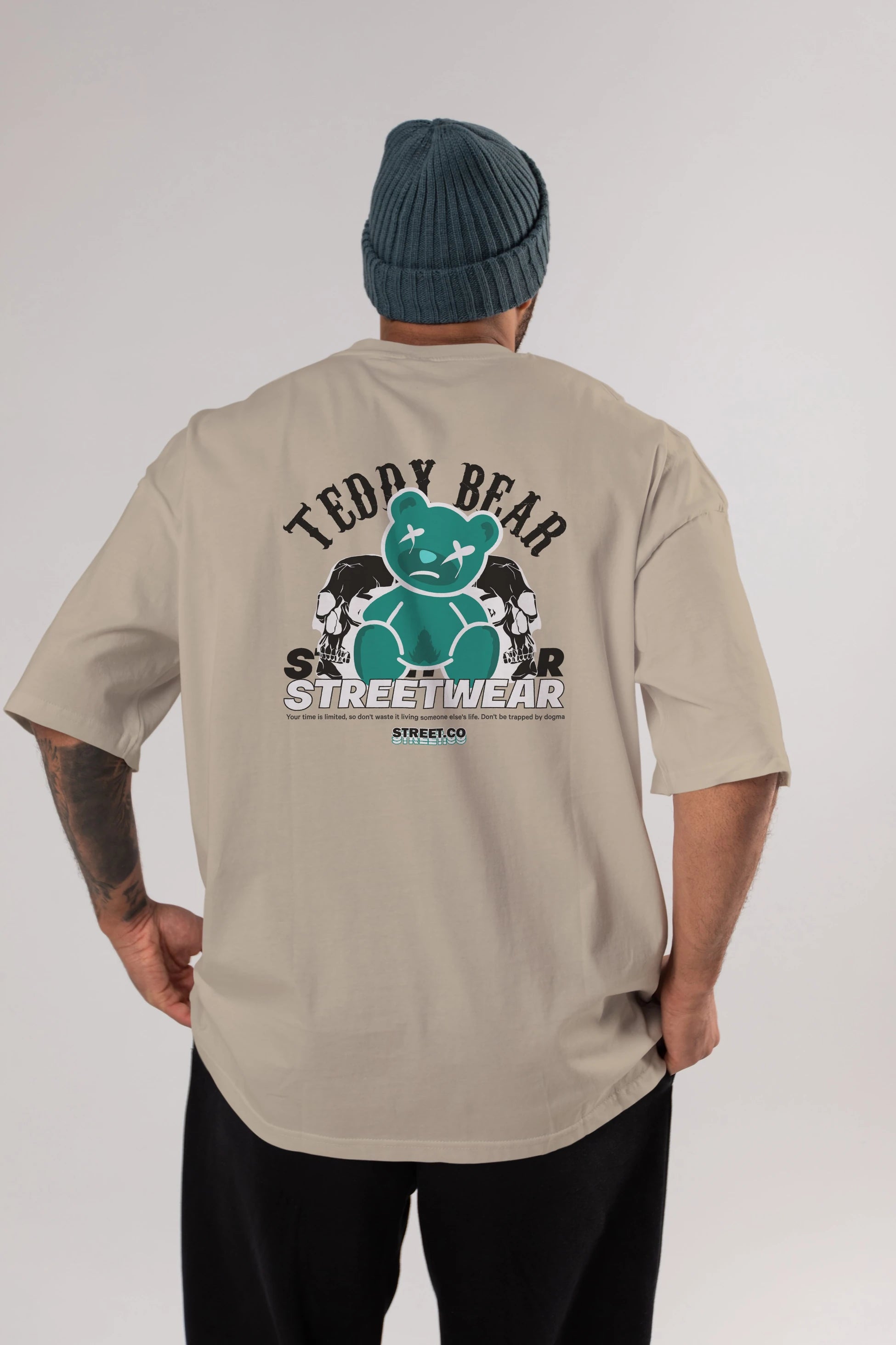 Teddy Bear Streetwear 2 Arka Baskılı Oversize t-shirt Erkek Kadın Unisex