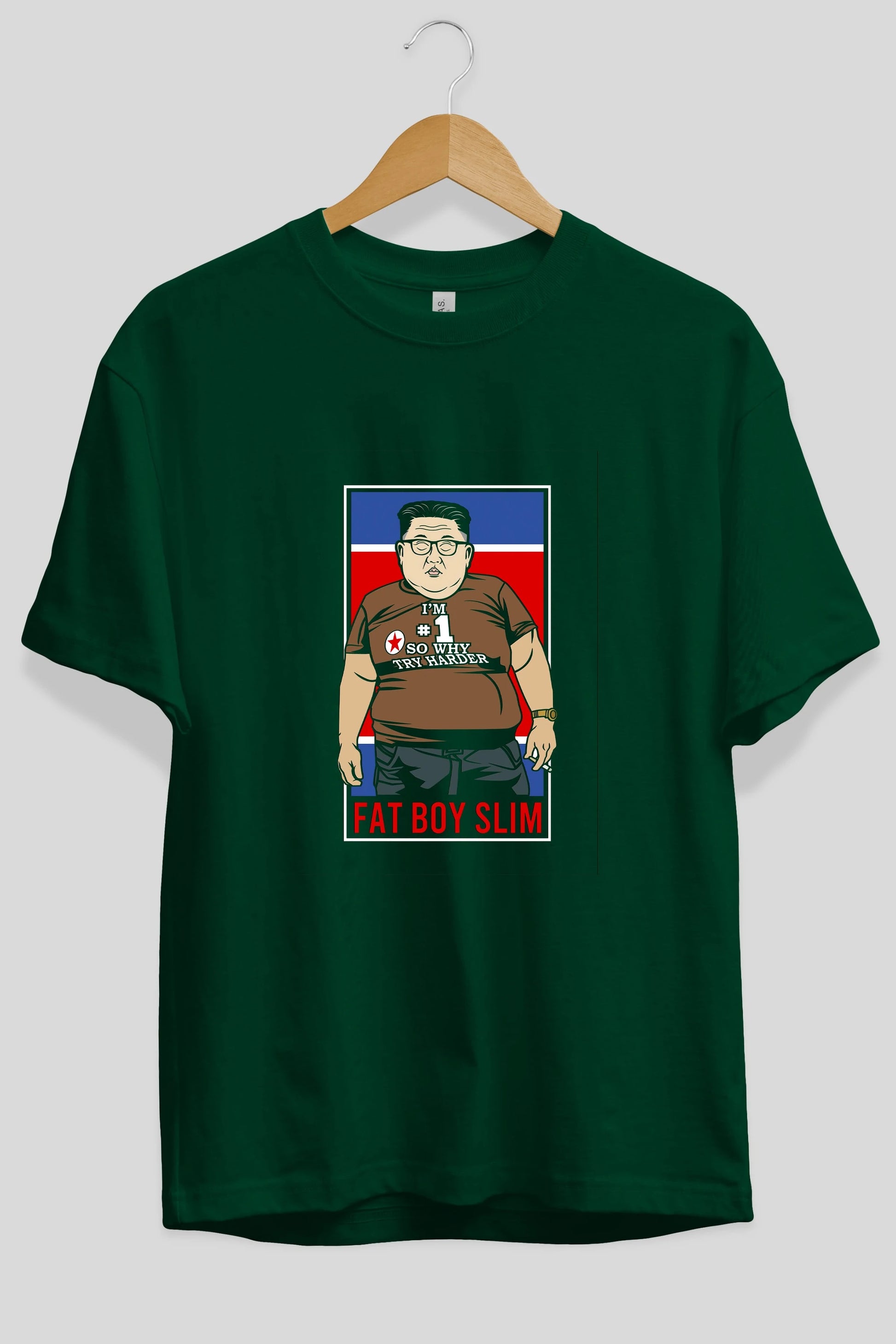 Fat Boy Slim Kim Jong Un Ön Baskılı Oversize t-shirt Erkek Kadın Unisex %100 Pamuk tişort