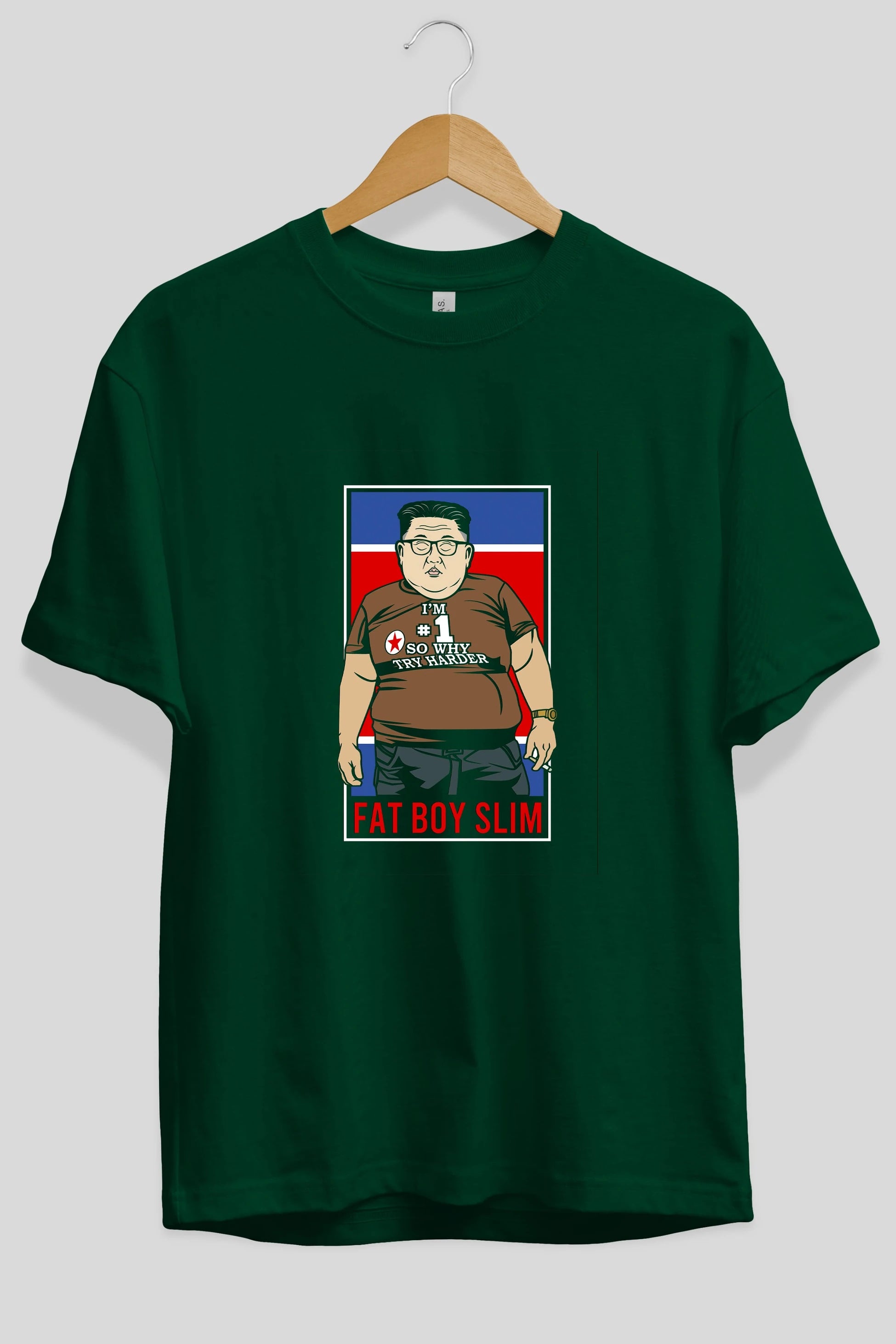 Fat Boy Slim Kim Jong Un Ön Baskılı Oversize t-shirt Erkek Kadın Unisex %100 Pamuk tişort