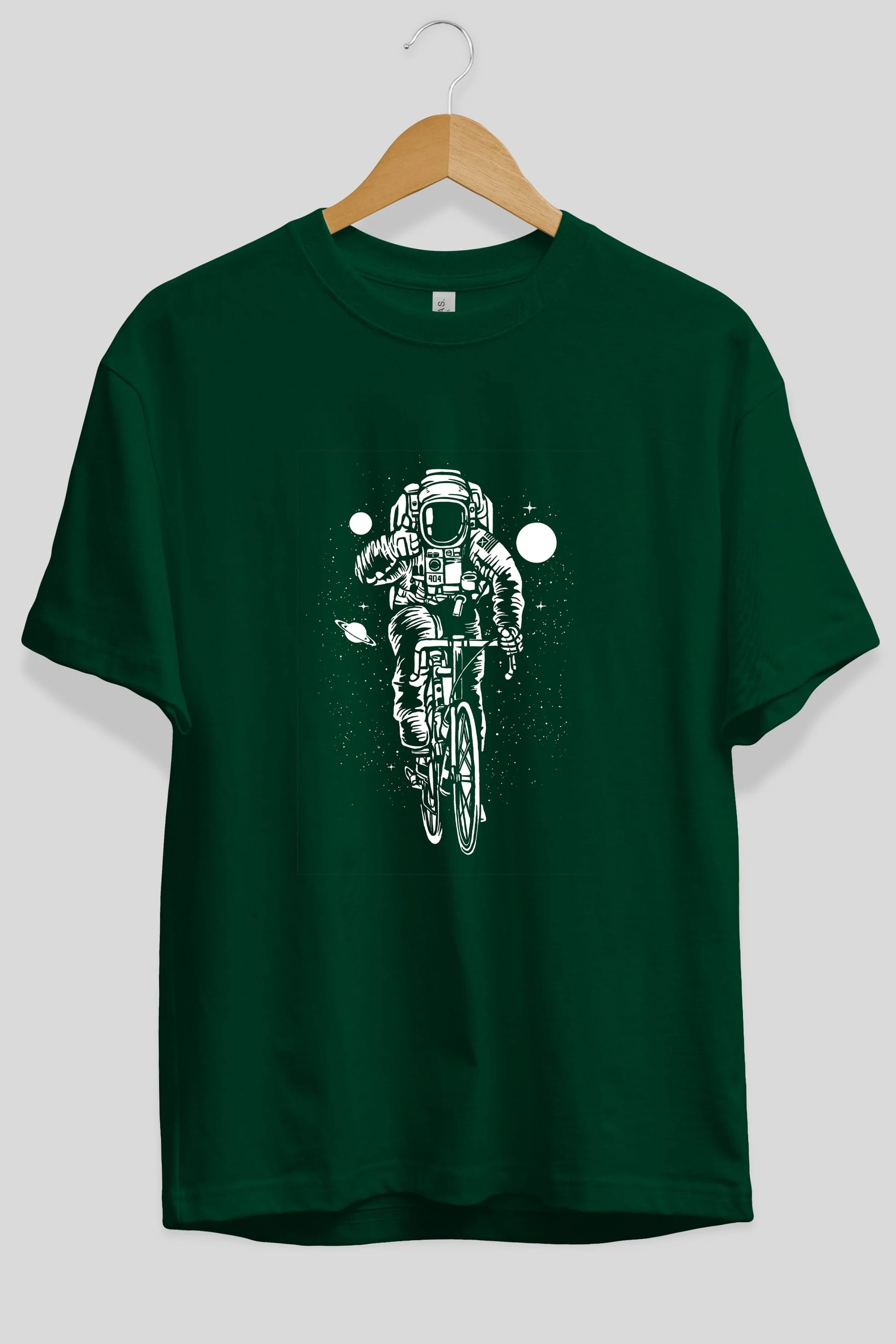 Astronaut Bicycle Ön Baskılı Oversize t-shirt Erkek Kadın Unisex %100 Pamuk tişort