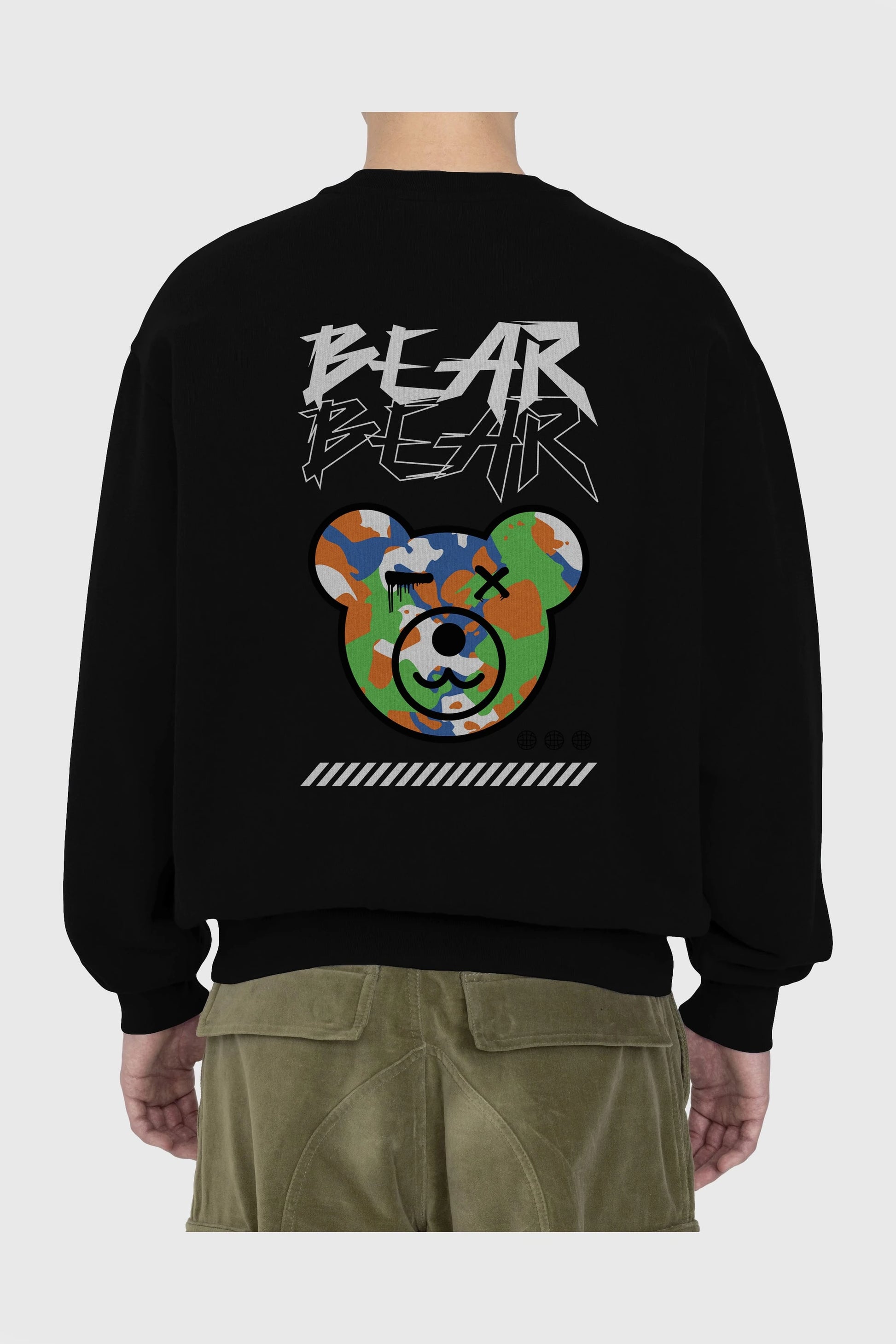 Bear Bear Arka Baskılı Oversize Sweatshirt Erkek Kadın Unisex