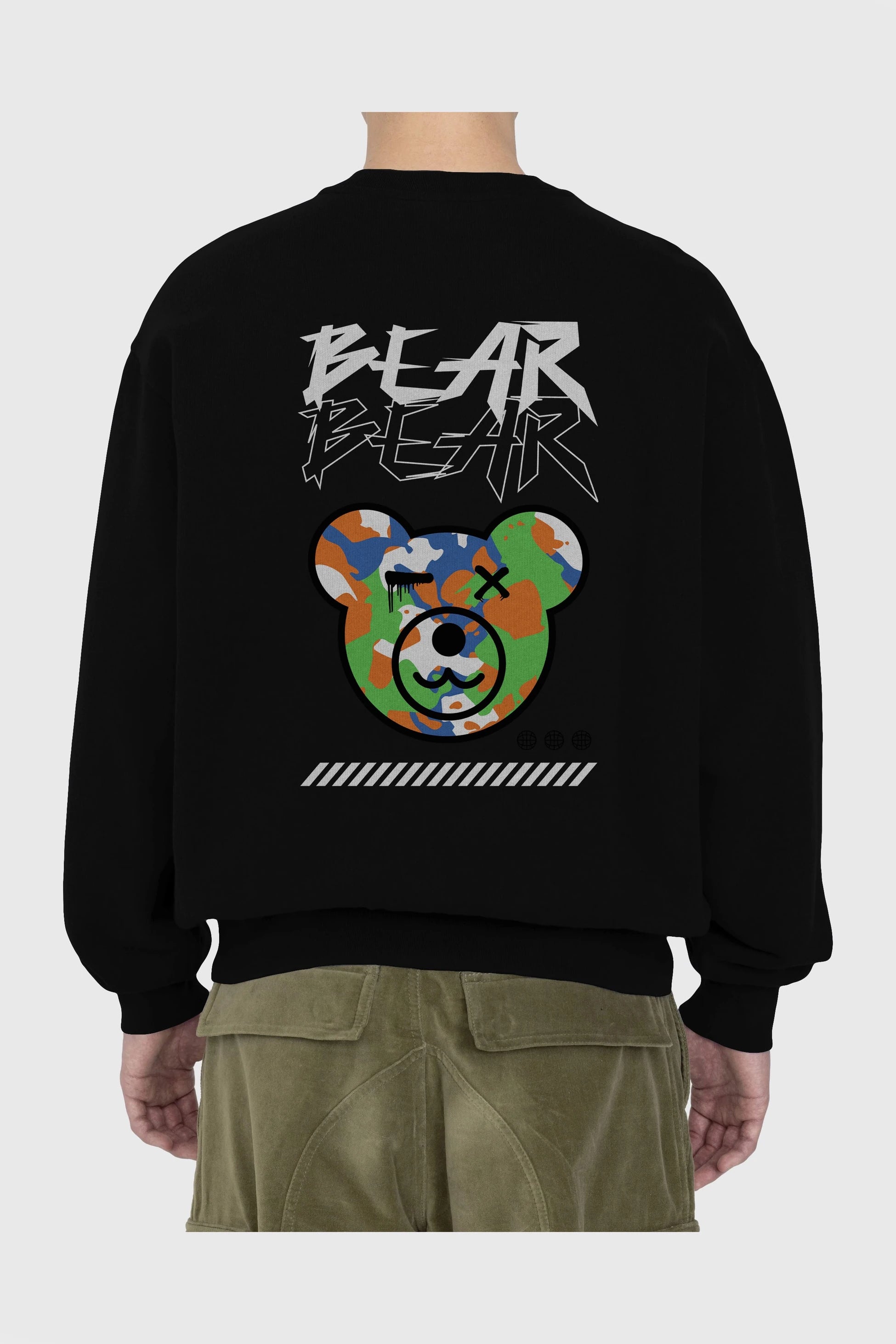 Bear Bear Arka Baskılı Oversize Sweatshirt Erkek Kadın Unisex