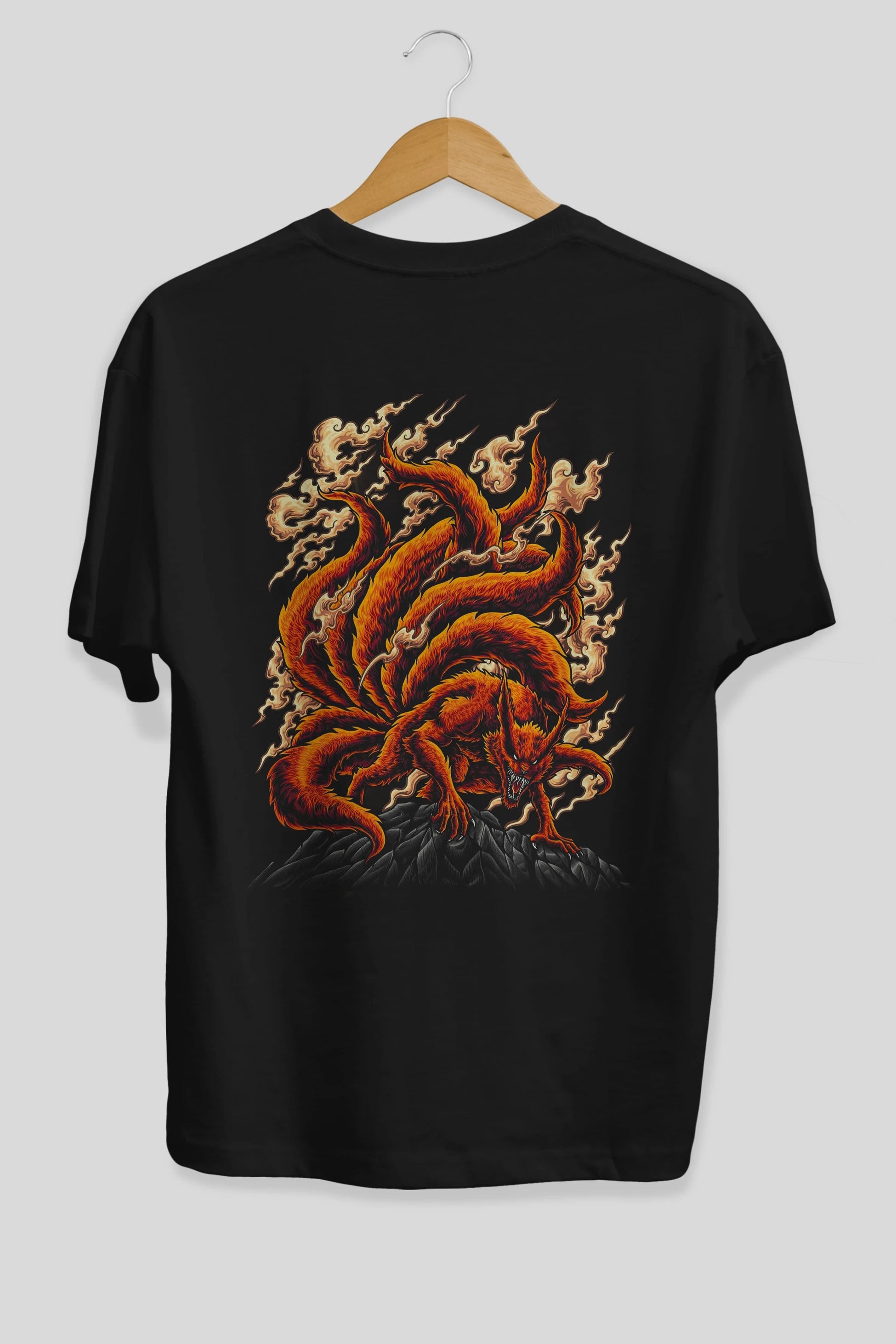 NARUTO KYUUBI Anime Arka Baskılı Oversize t-shirt Erkek Kadın Unisex