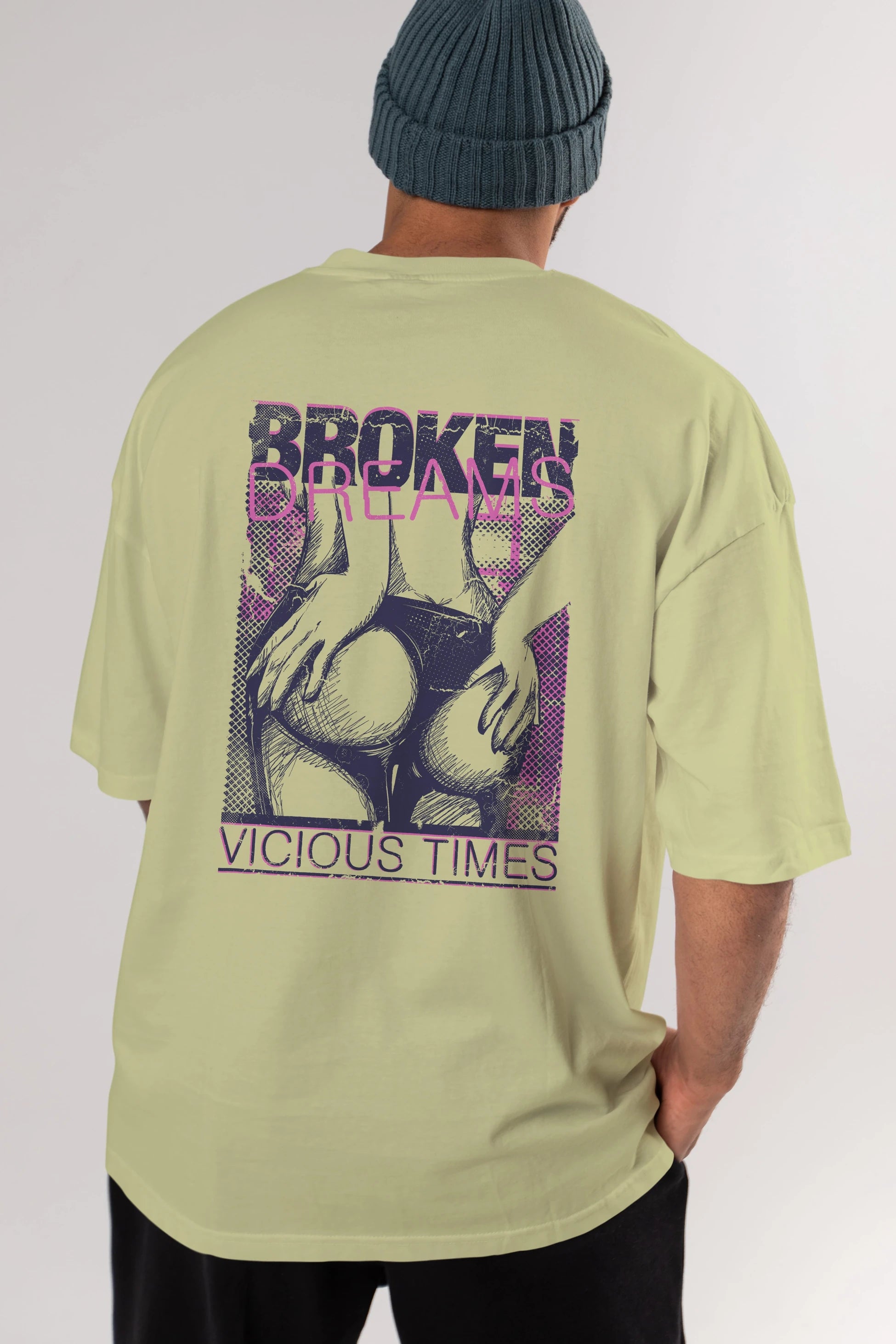 Broken Dreams Arka Baskılı Oversize t-shirt Erkek Kadın Unisex