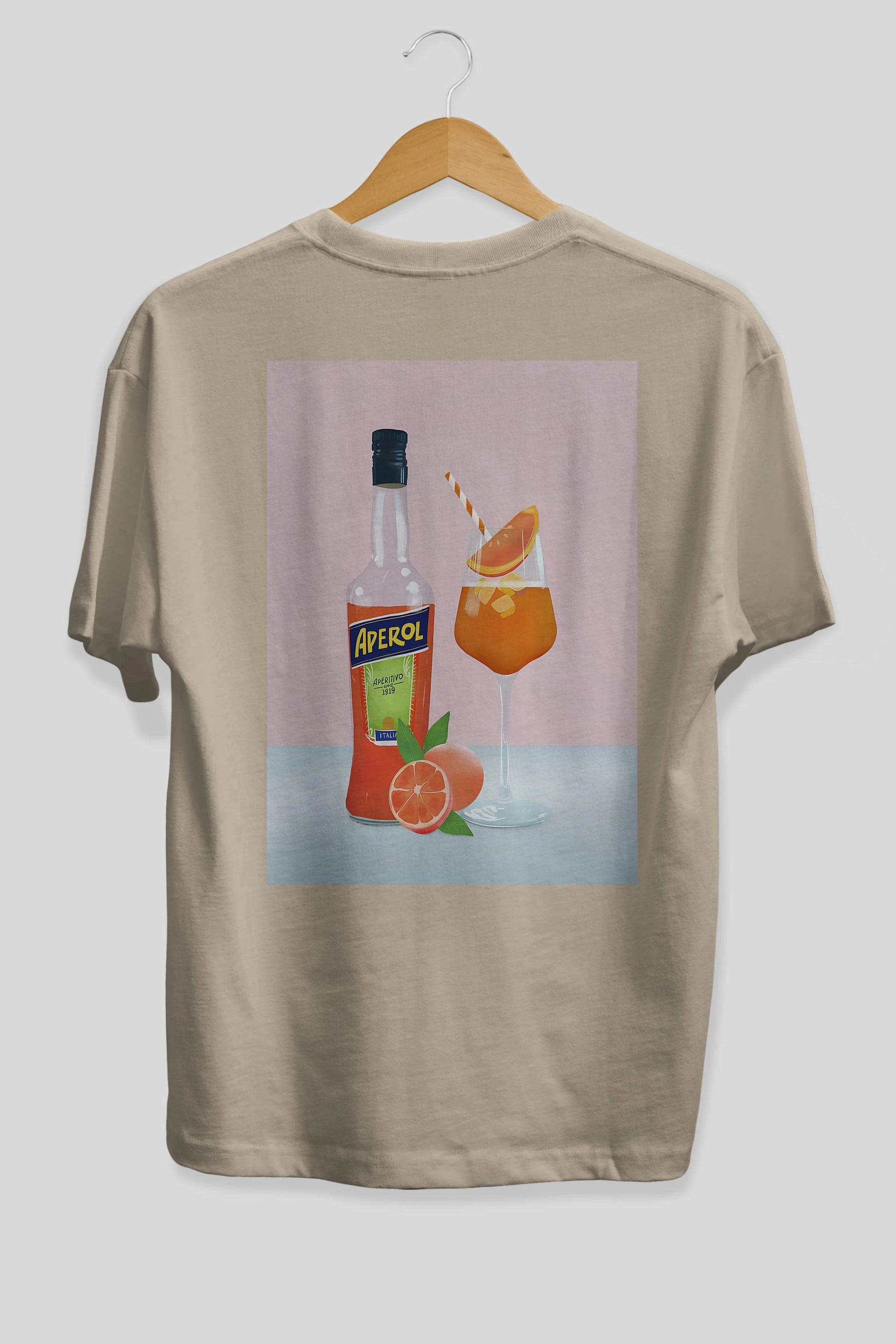 Aperol Spritz 3 Arka Baskılı Oversize t-shirt Erkek Kadın Unisex %100 Pamuk Bisiklet Yaka tişort