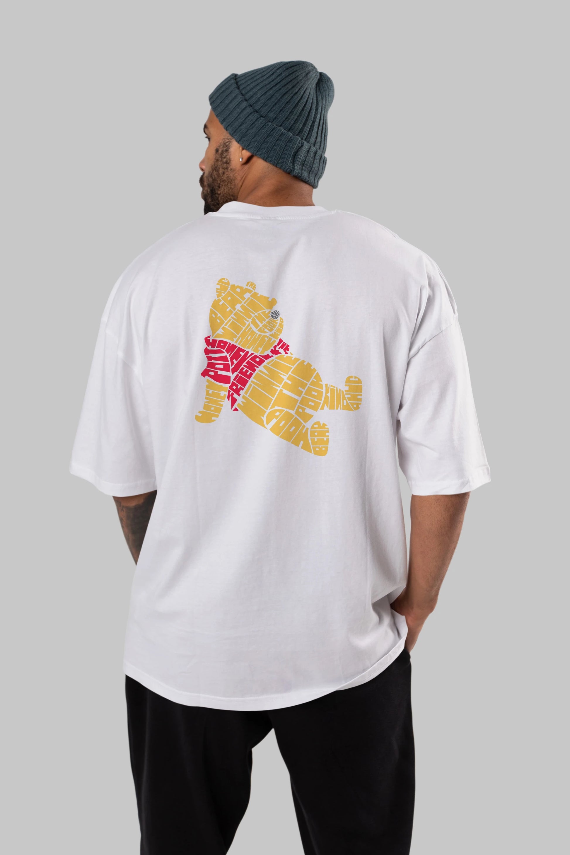 Winnie The Pooh Arka Baskılı Oversize t-shirt %100 pamuk Erkek Kadın Unisex