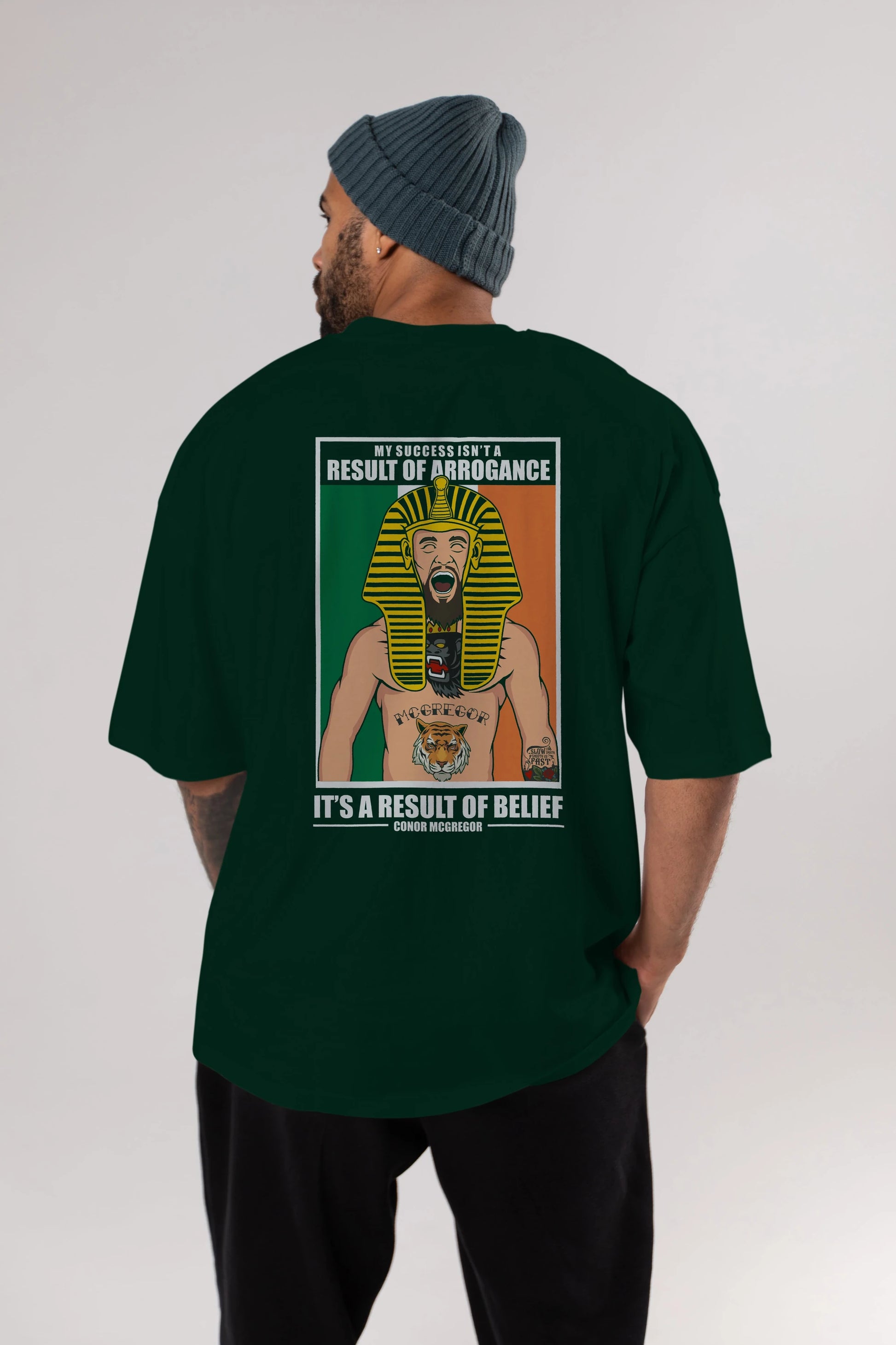 McGregor Pharaoh Arka Baskılı Oversize t-shirt Erkek Kadın Unisex %100 Pamuk tişort