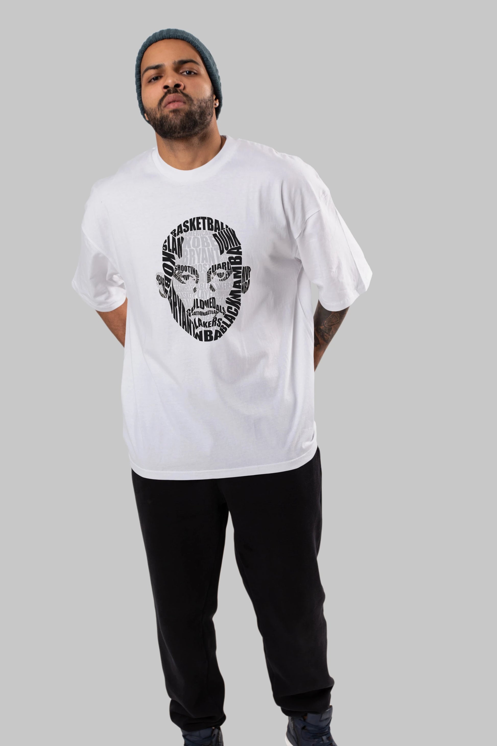 Kobe Bryan Calligram Ön Baskılı Oversize t-shirt %100 pamuk Erkek Kadın Unisex