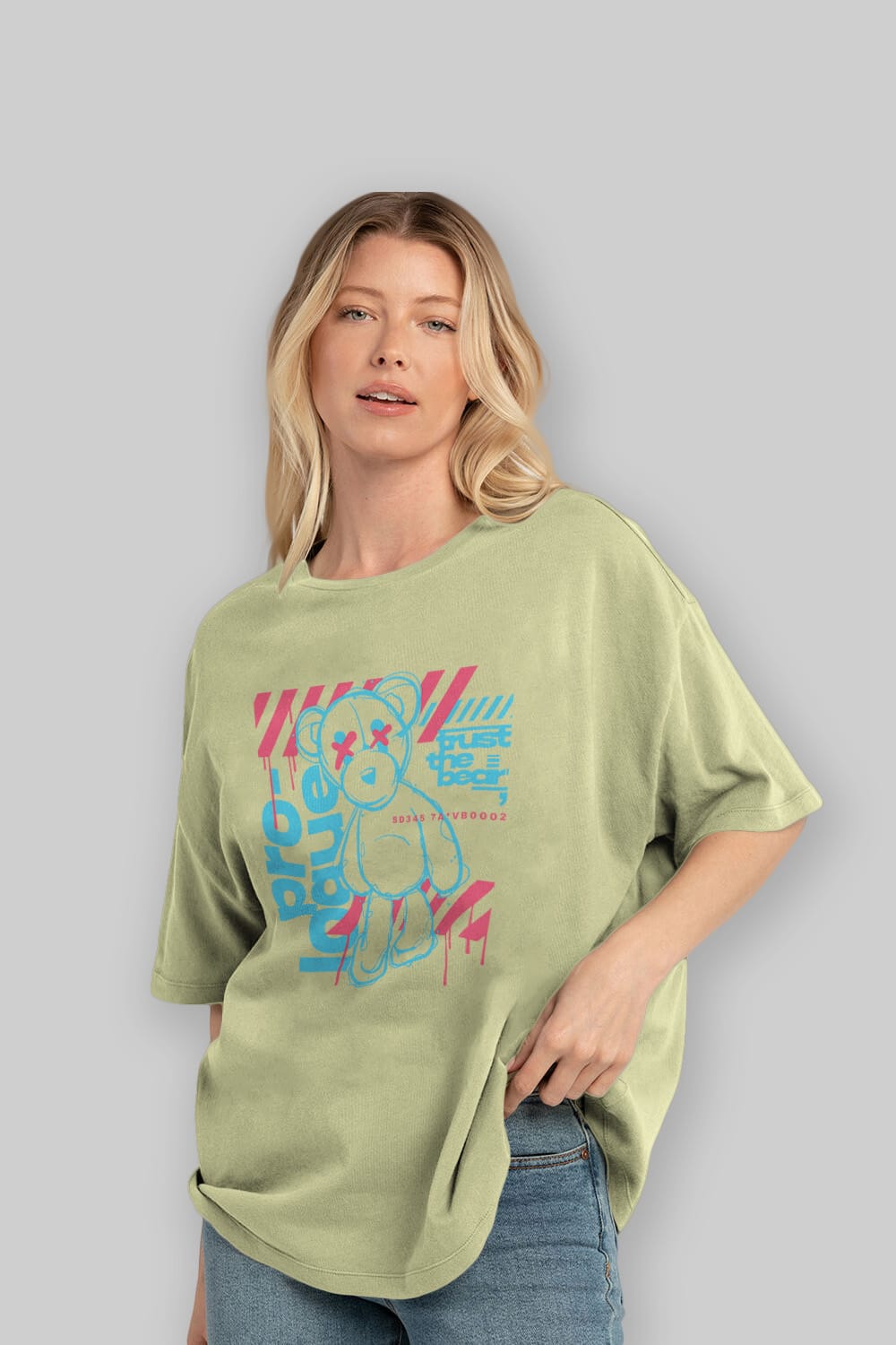 Trust The Bear Ön Baskılı Oversize t-shirt Erkek Kadın Unisex