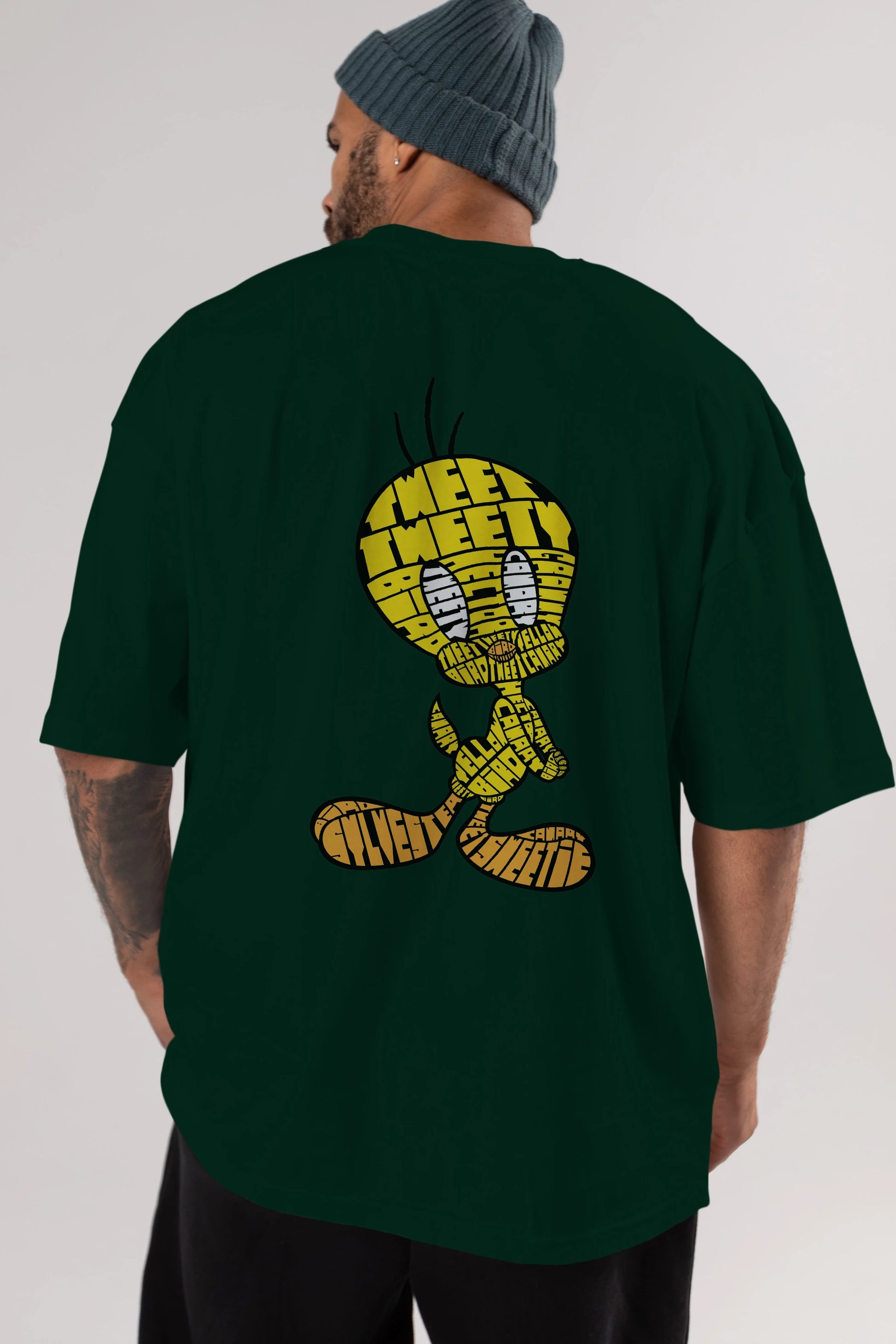 Tweety Arka Baskılı Oversize t-shirt %100 pamuk Erkek Kadın Unisex