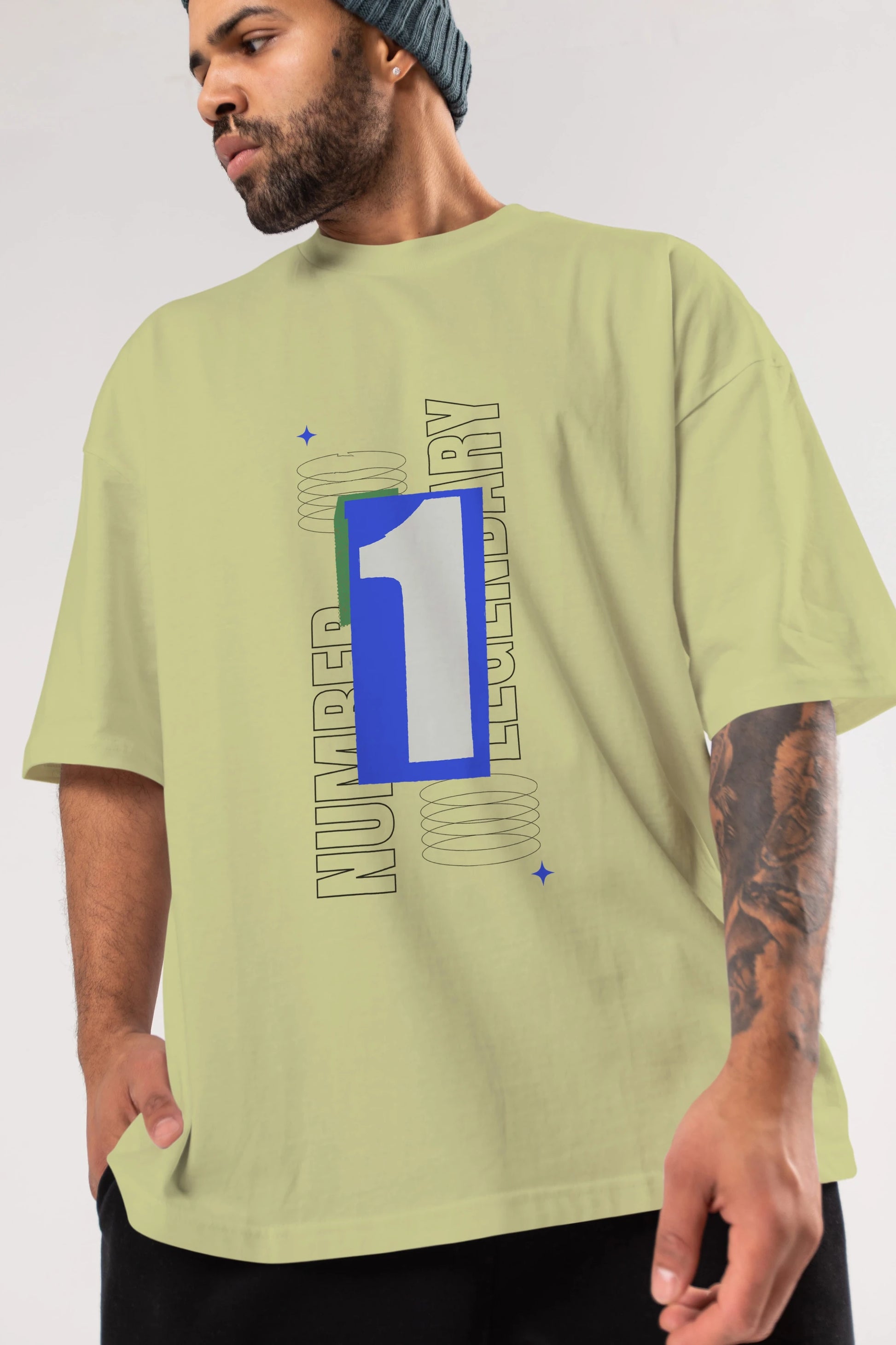 Number 1 Yazılı Ön Baskılı Oversize t-shirt Erkek Kadın Unisex