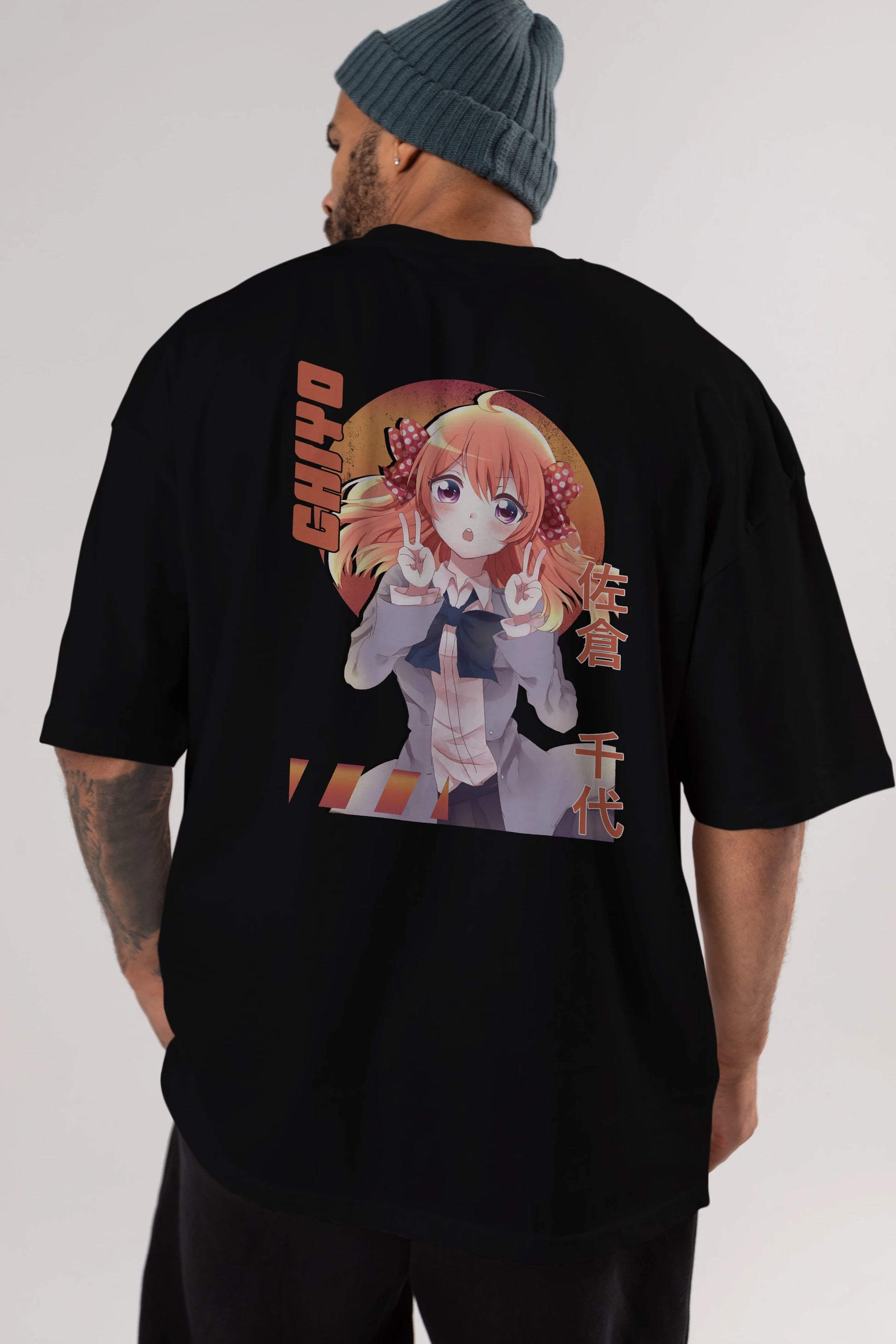 Chiyo Sakura 5 Anime Arka Baskılı Oversize t-shirt Erkek Kadın Unisex