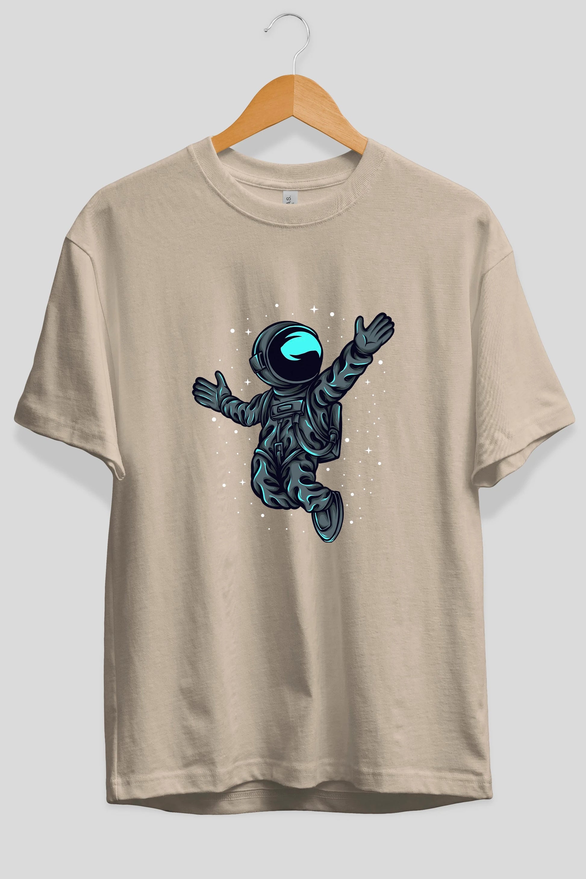 Happy Astronaut Ön Baskılı Oversize t-shirt Erkek Kadın Unisex