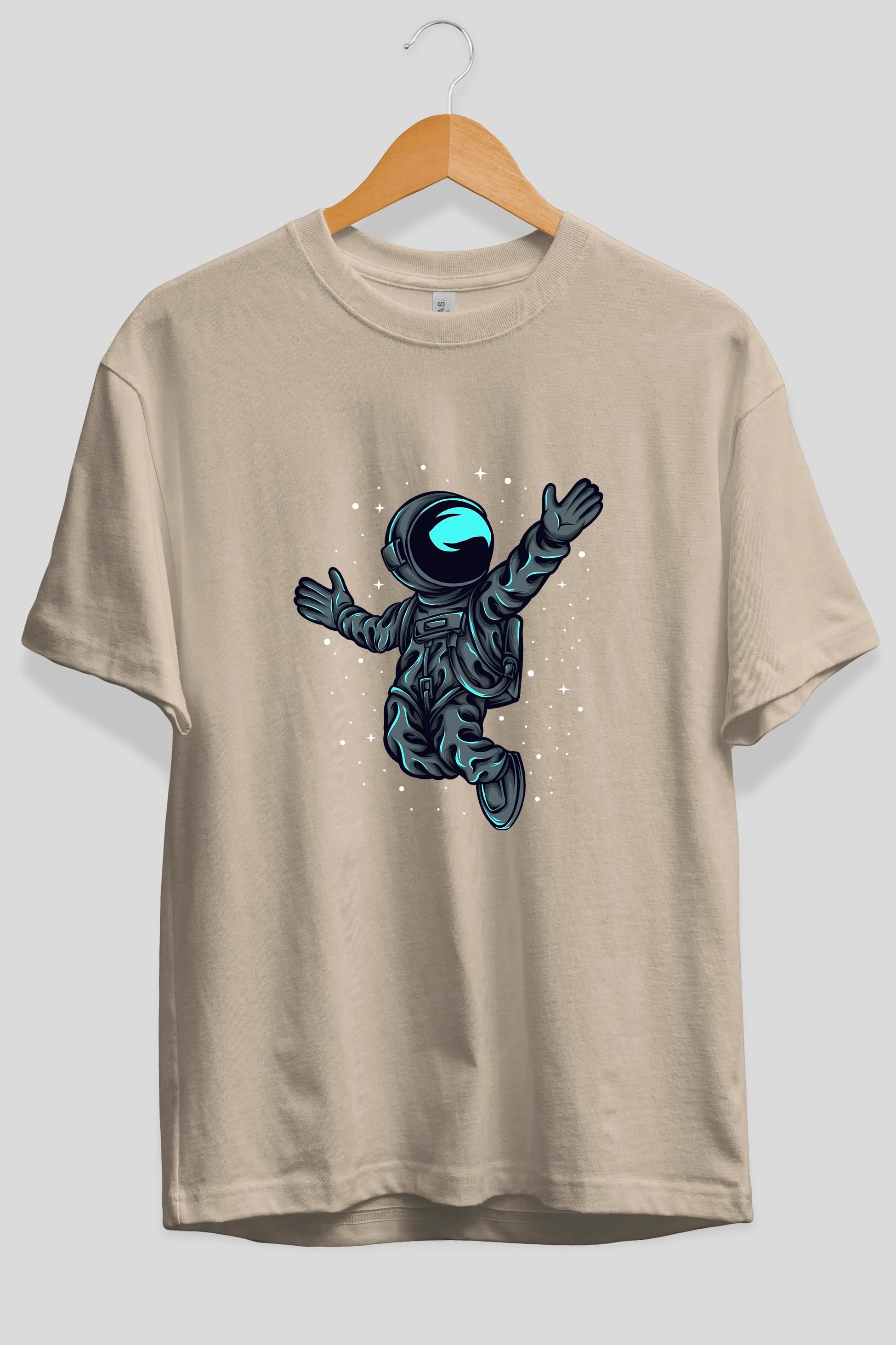 Happy Astronaut Ön Baskılı Oversize t-shirt Erkek Kadın Unisex