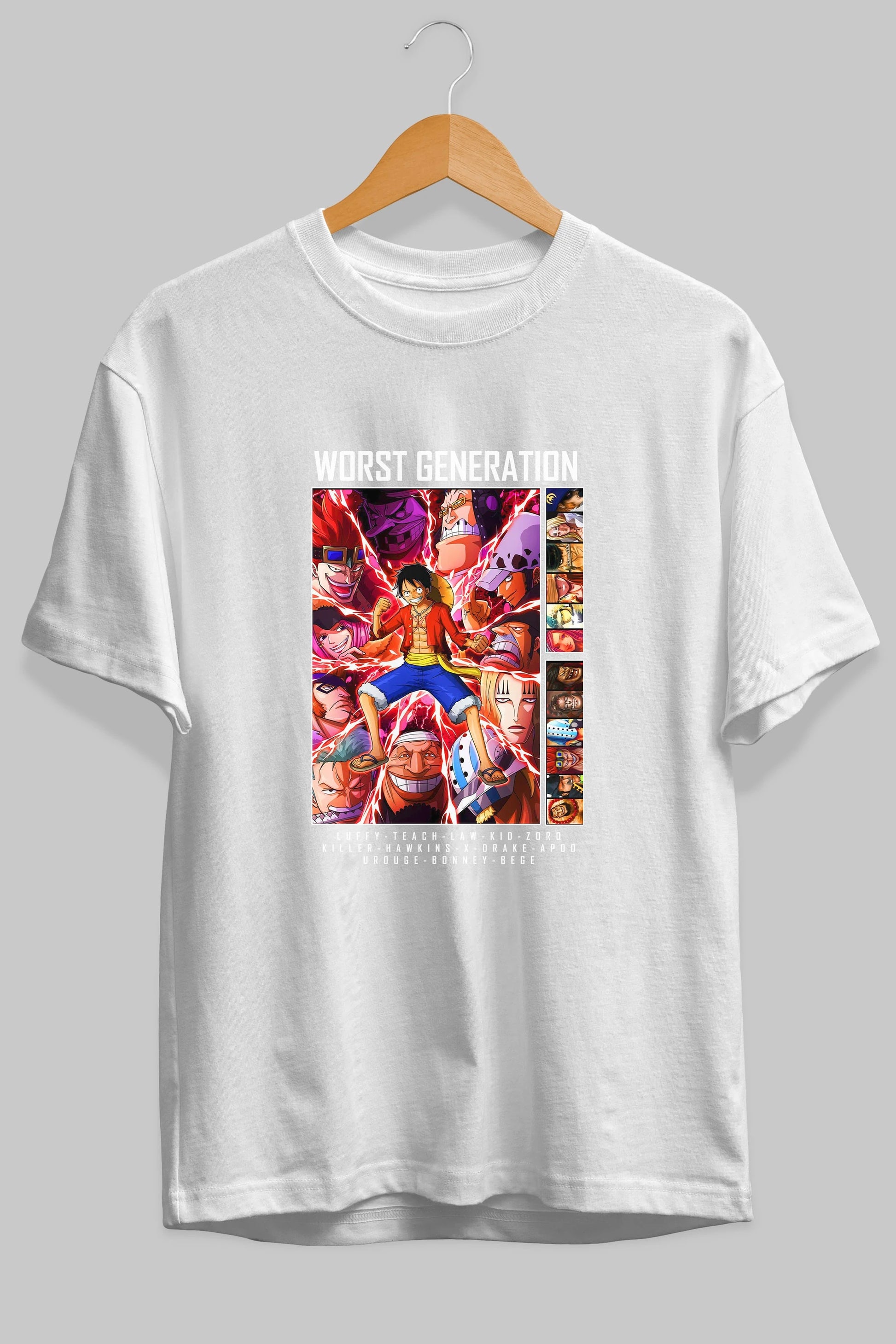 Worst Generation Anime Ön Baskılı Oversize t-shirt Erkek Kadın Unisex