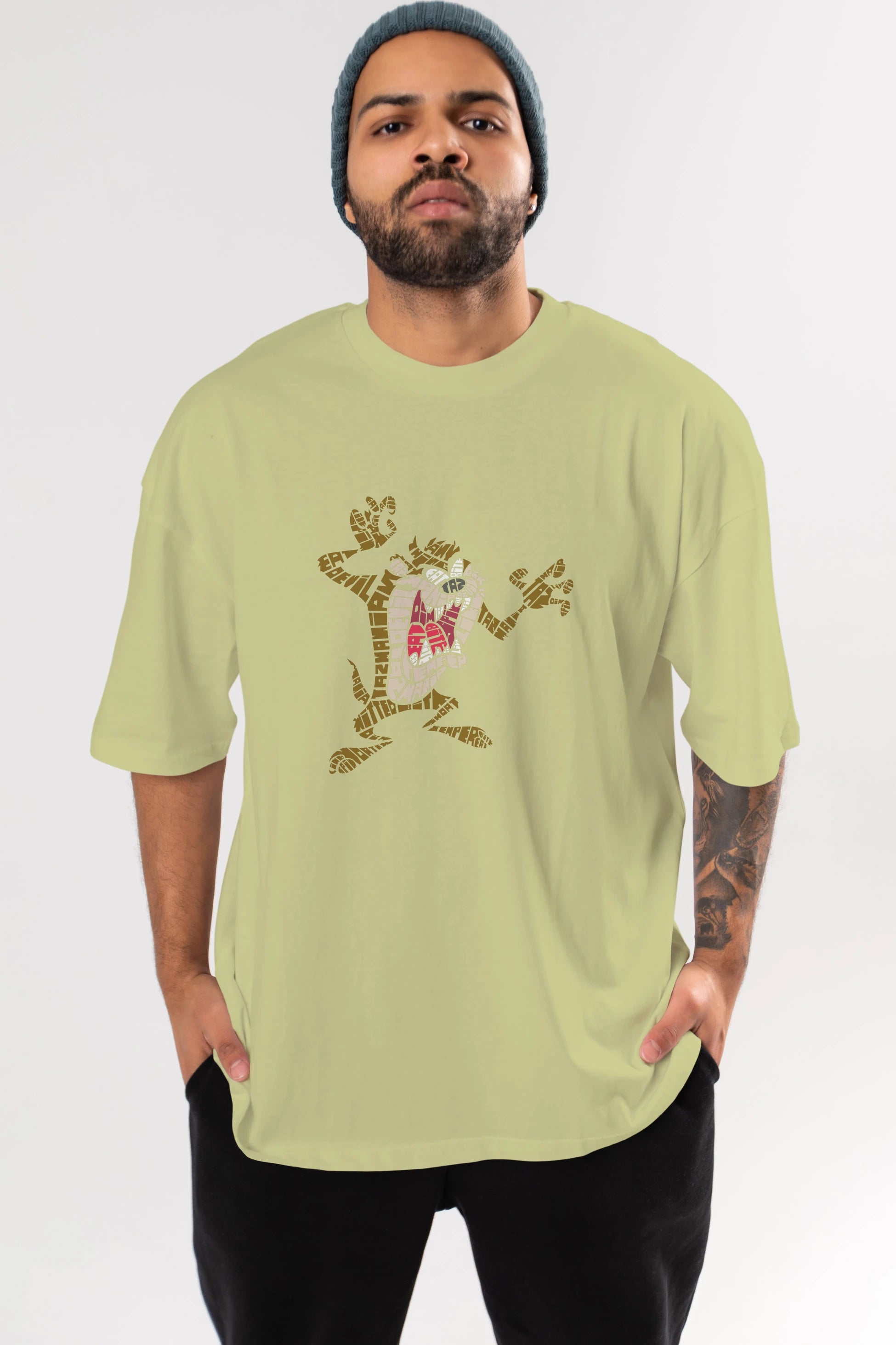 Tazmania Ön Baskılı Oversize t-shirt %100 pamuk Erkek Kadın Unisex