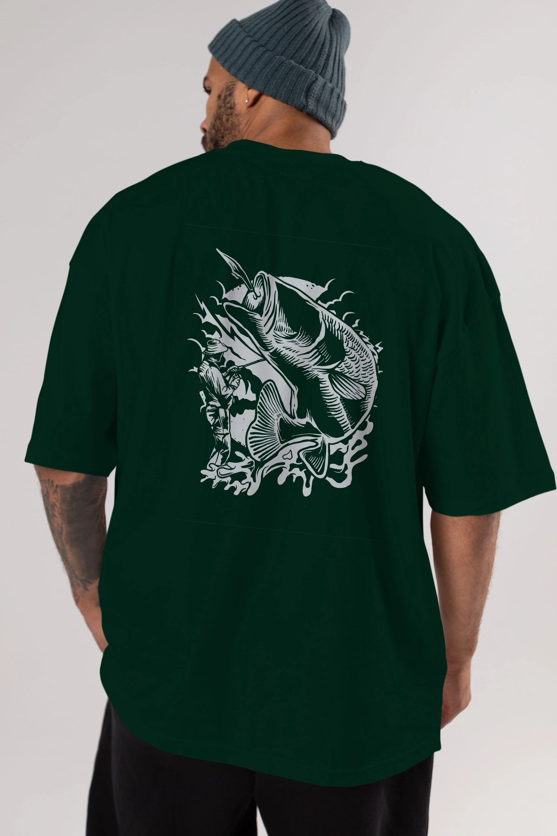 Fisherman Arka Baskılı Oversize t-shirt Erkek Kadın Unisex %100 Pamuk