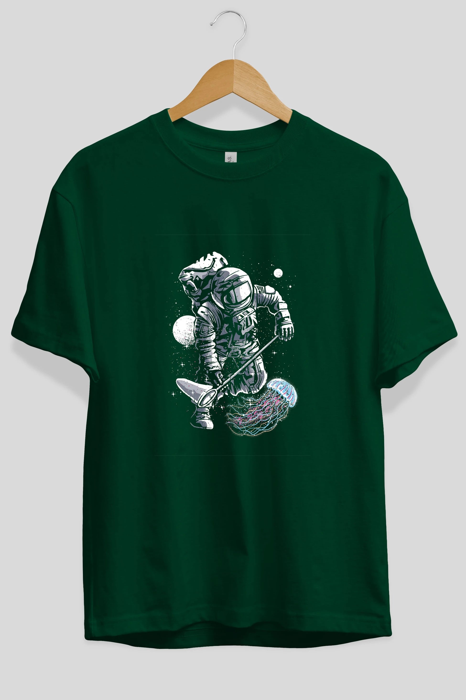 Astronaut Jellyfish Ön Baskılı Oversize t-shirt Erkek Kadın Unisex %100 Pamuk tişort