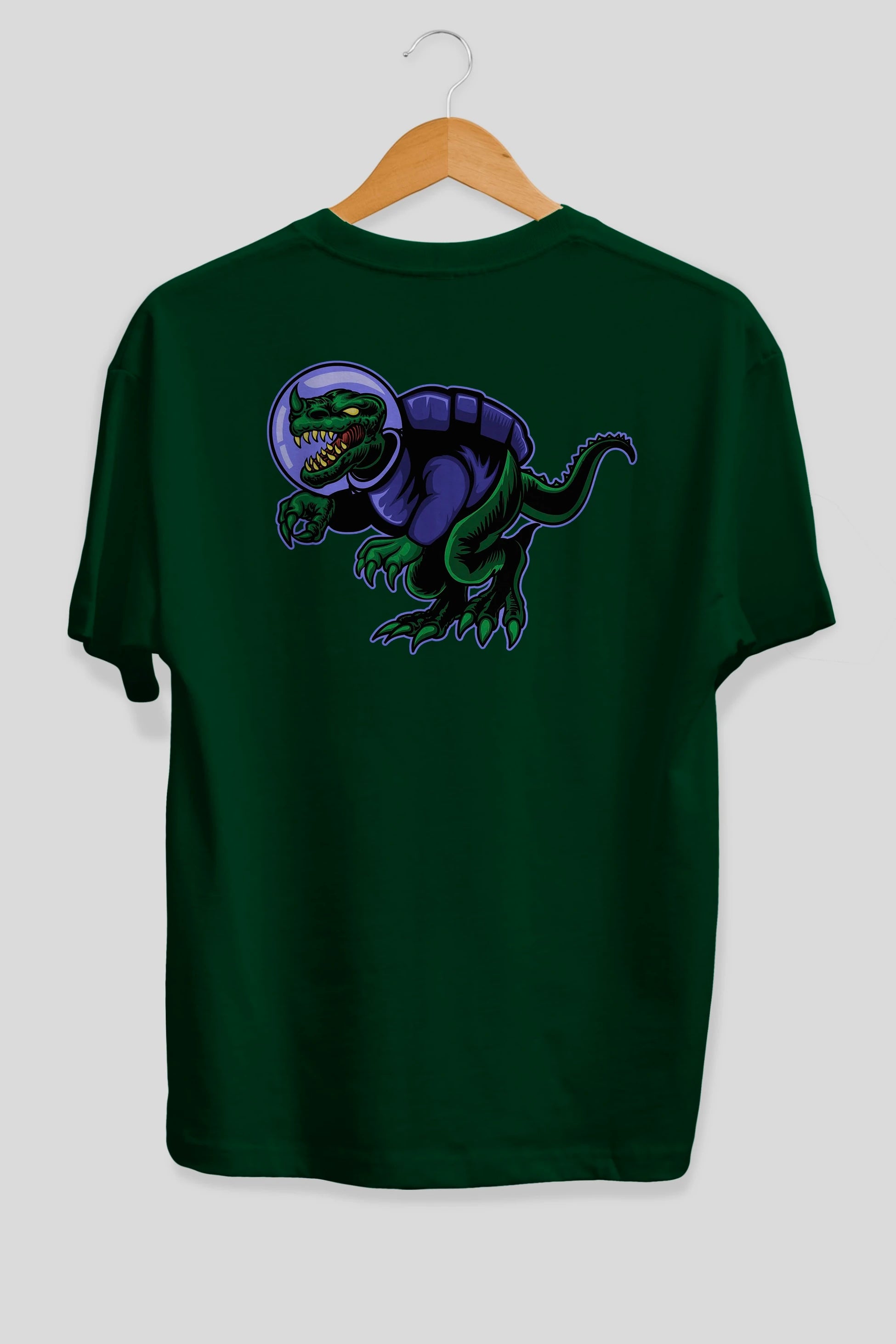 Space Dino Arka Baskılı Oversize t-shirt Erkek Kadın Unisex