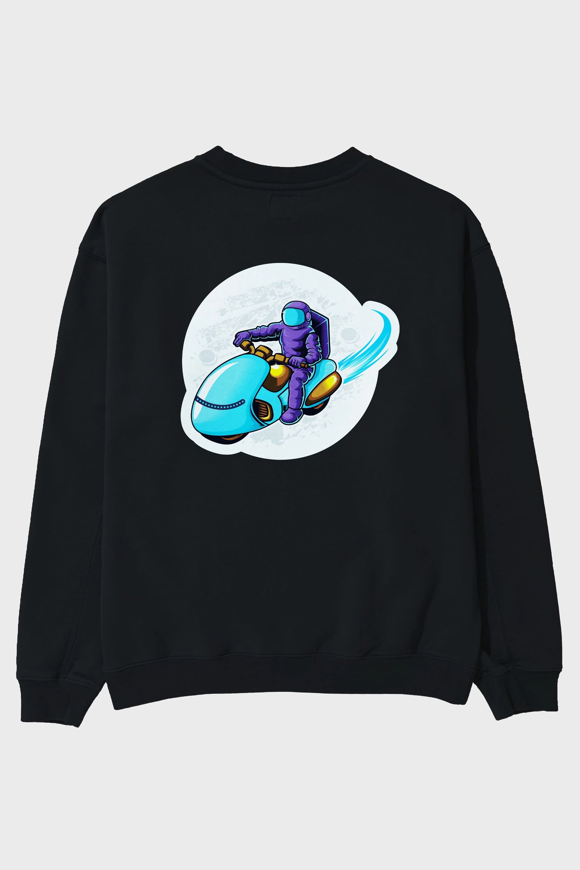 Astrorider in Space Sticker Arka Baskılı Oversize Sweatshirt Erkek Kadın Unisex