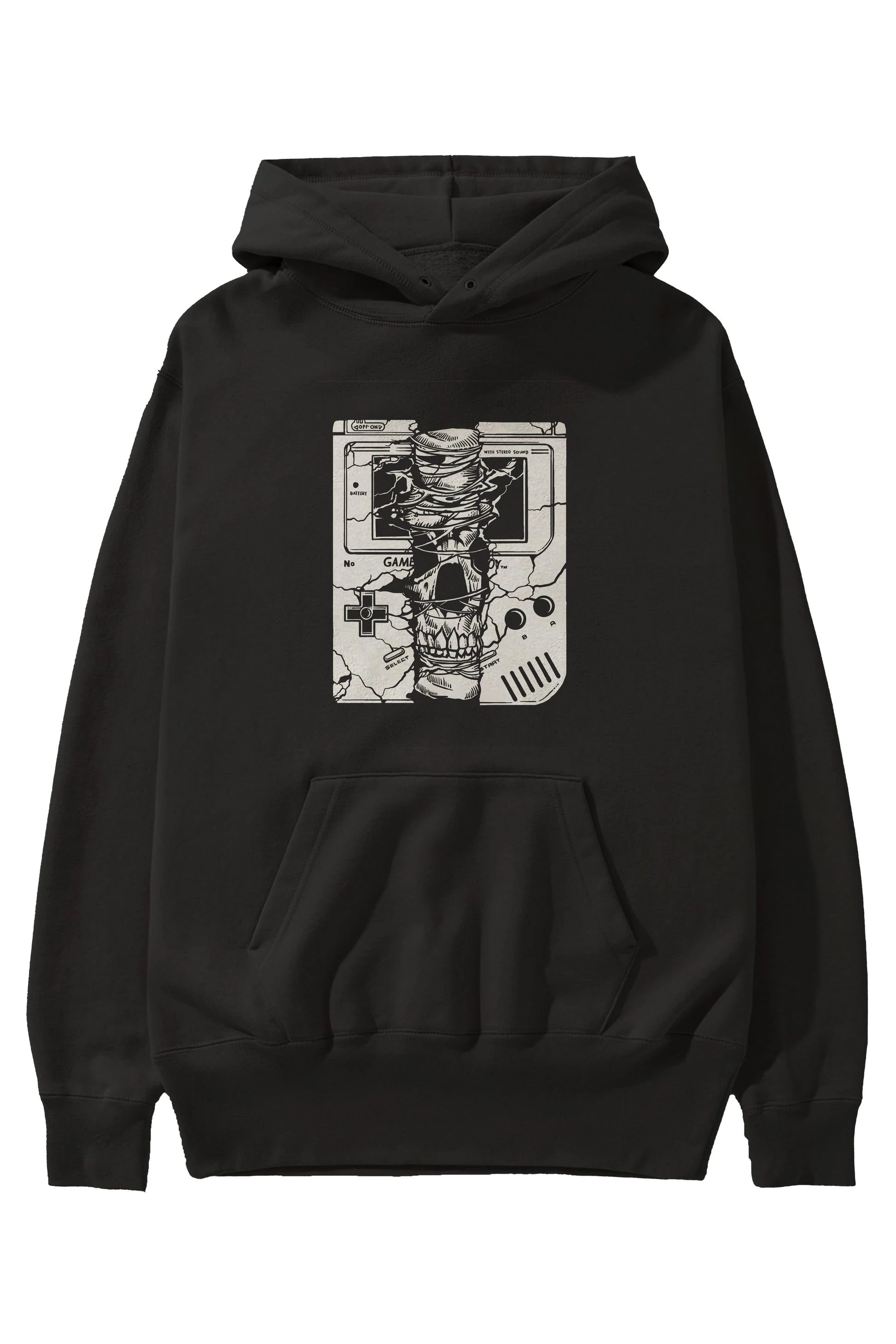 Gameboy Skull Ön Baskılı Hoodie Oversize Kapüşonlu Sweatshirt Erkek Kadın Unisex