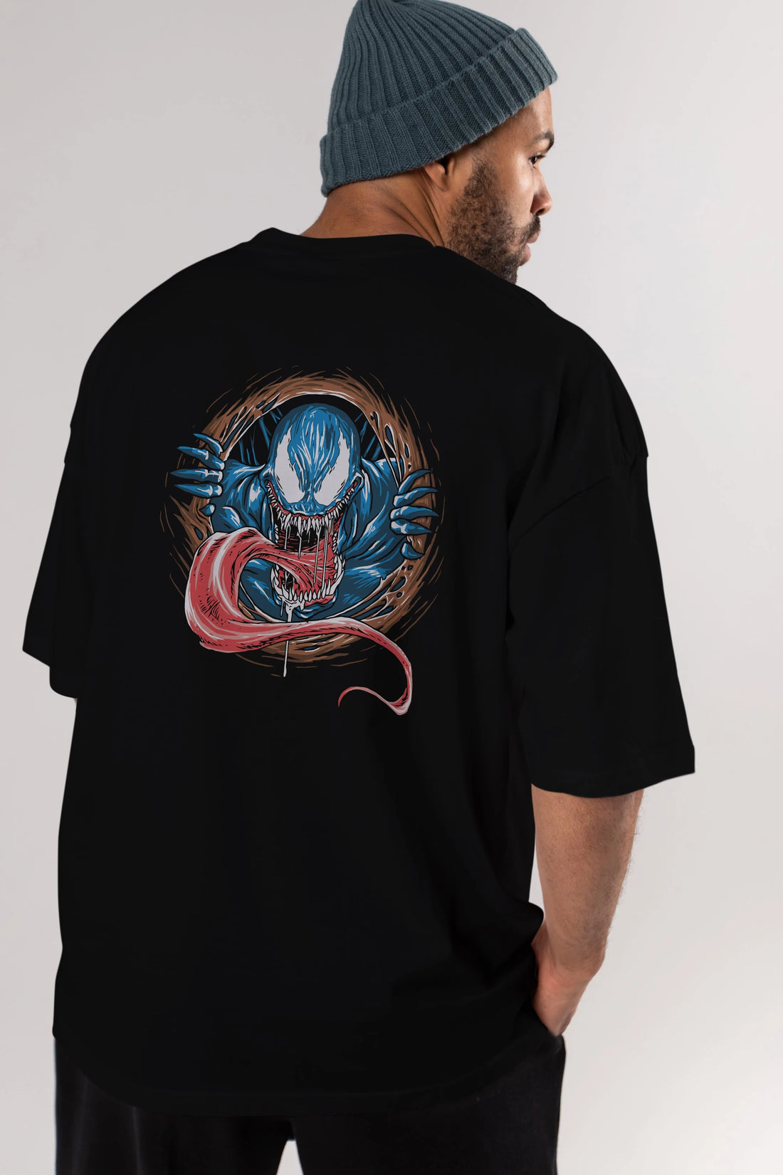 Venom (7) Arka Baskılı Oversize t-shirt Erkek Kadın Unisex %100 Pamuk Bisiklet Yaka tişort