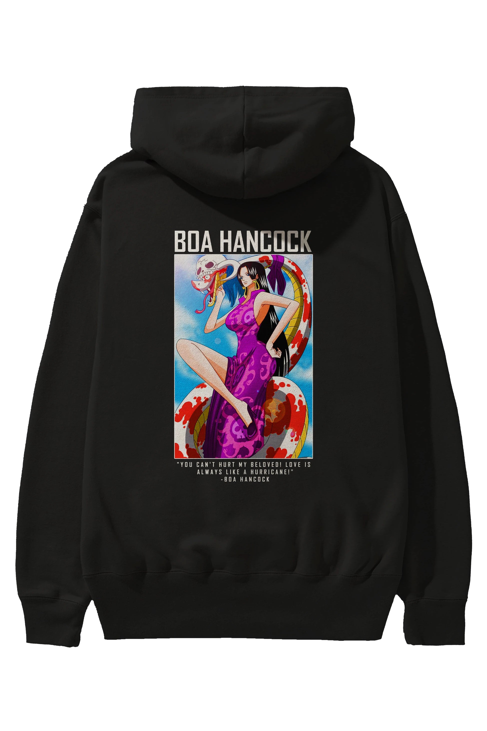 Boa Hancock Anime Arka Baskılı Hoodie Oversize Kapüşonlu Sweatshirt Erkek Kadın Unisex