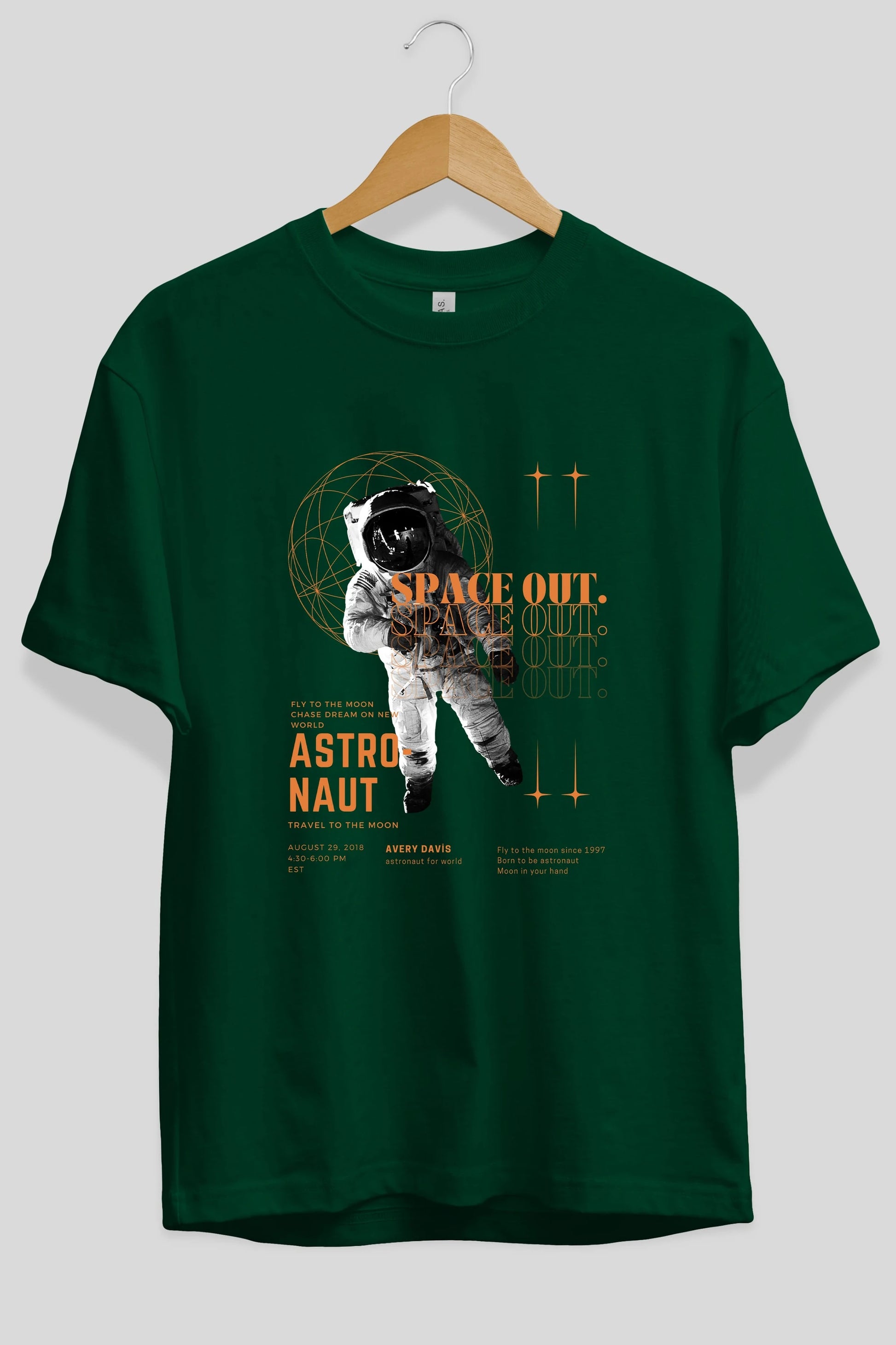 Astronaut Space Out Yazılı Ön Baskılı Oversize t-shirt Erkek Kadın Unisex