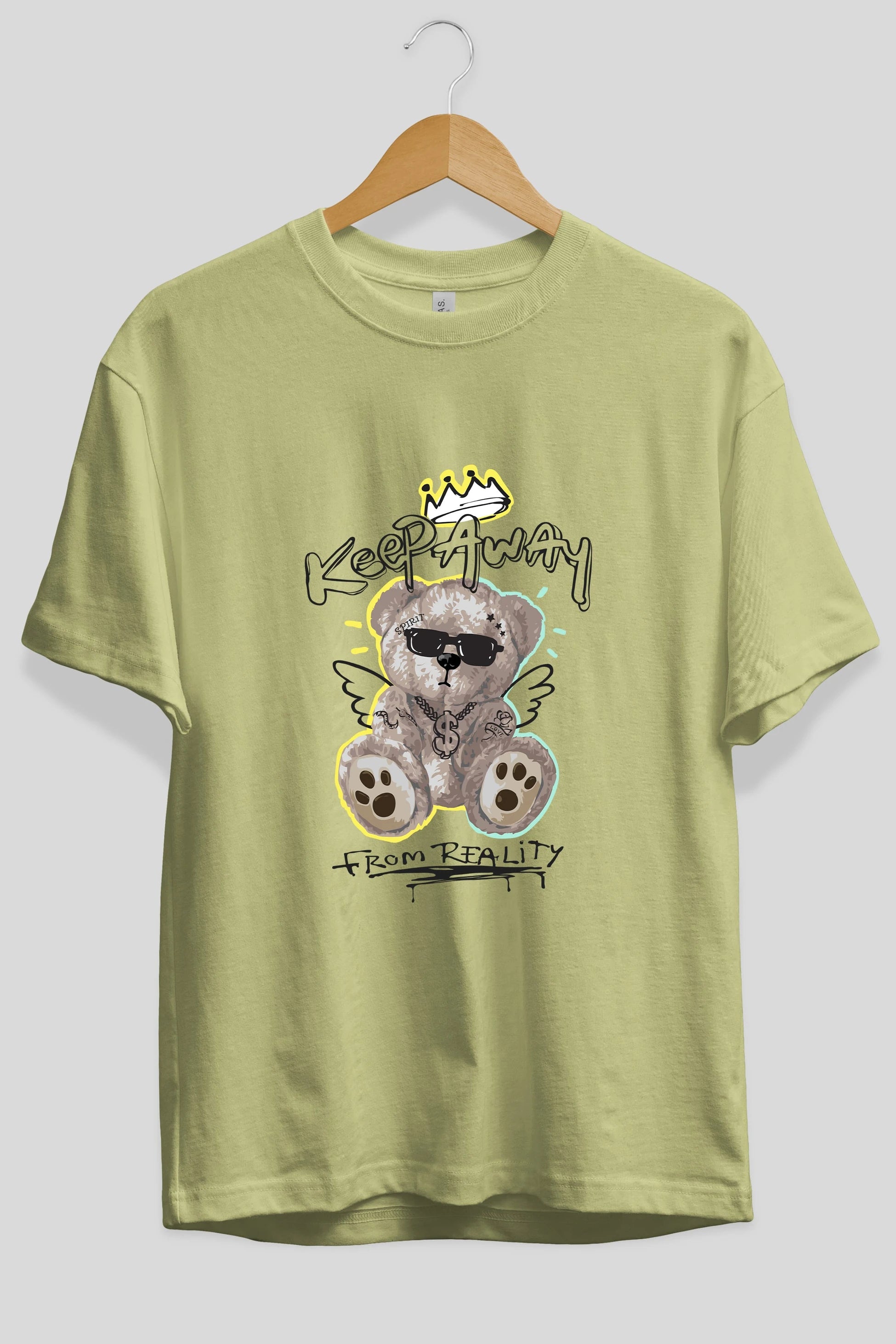 Keep Away Bear 2 Ön Baskılı Oversize t-shirt Erkek Kadın Unisex
