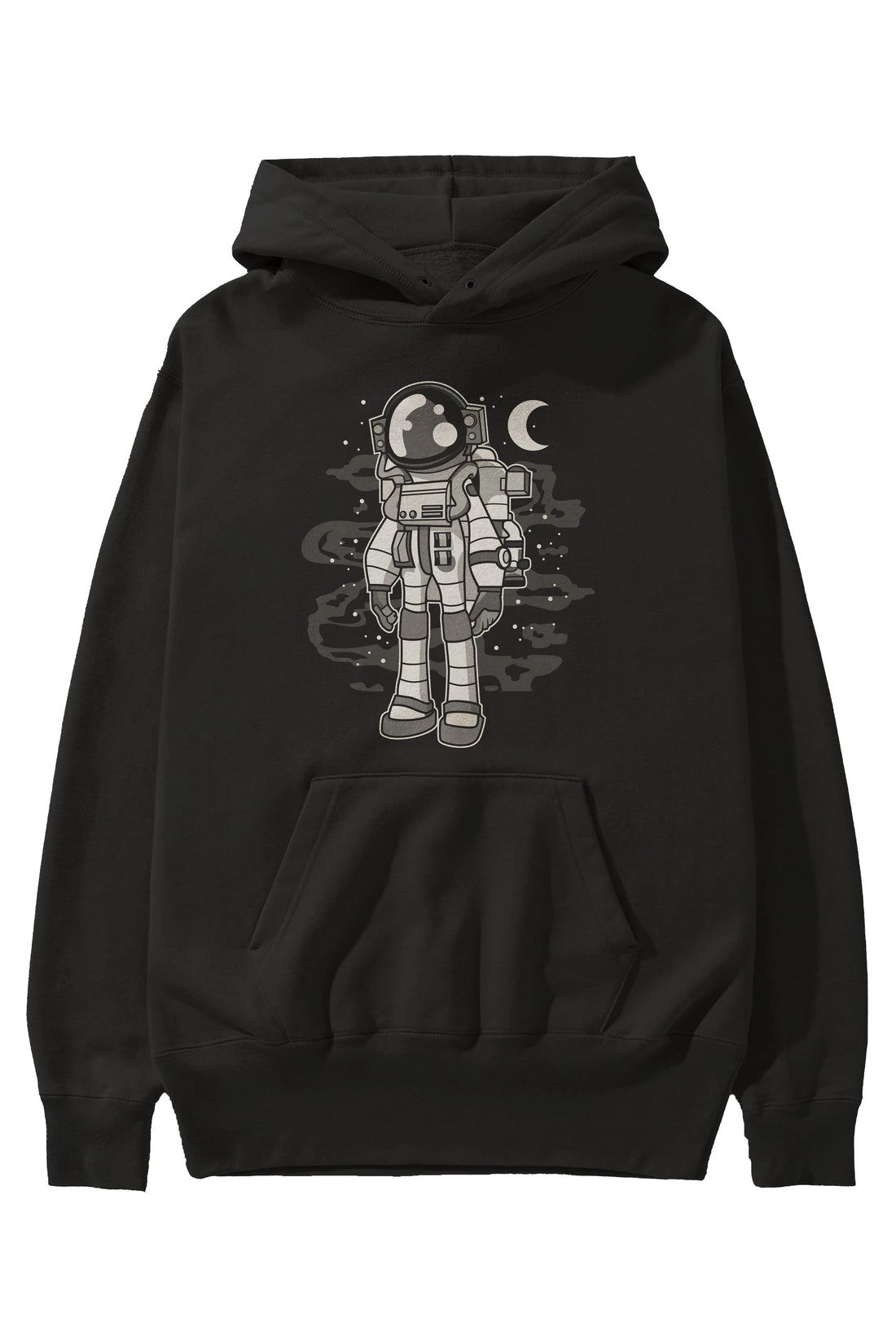 Astronaut Stand Ön Baskılı Hoodie Oversize Kapüşonlu Sweatshirt Erkek Kadın Unisex