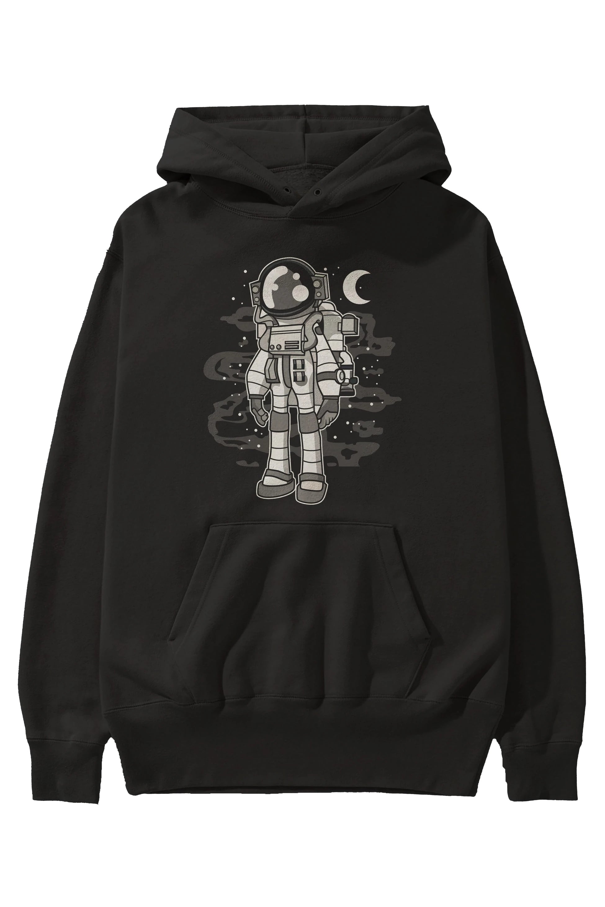 Astronaut Stand Ön Baskılı Hoodie Oversize Kapüşonlu Sweatshirt Erkek Kadın Unisex