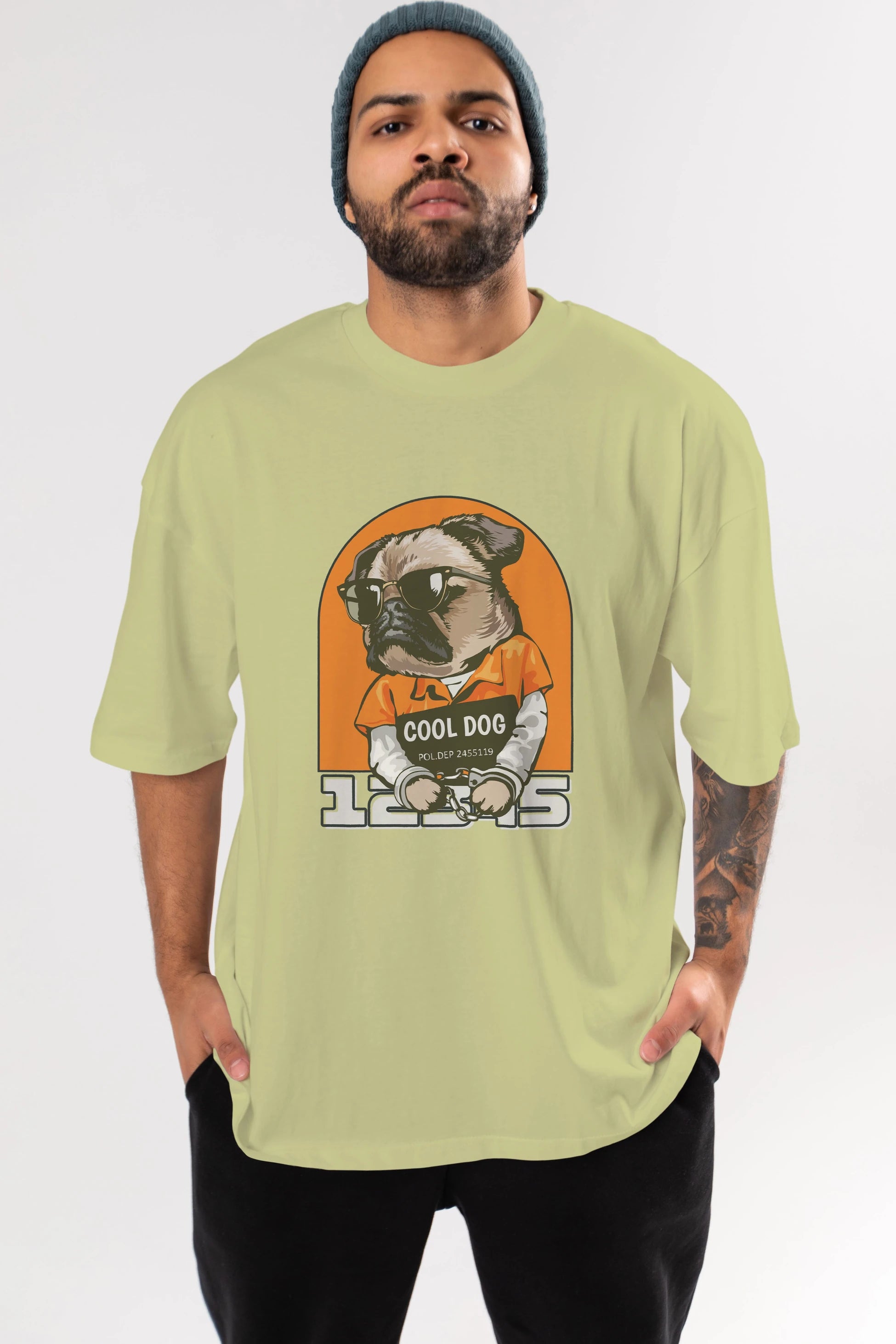 Cool Dog Ön Baskılı Oversize t-shirt Erkek Kadın Unisex