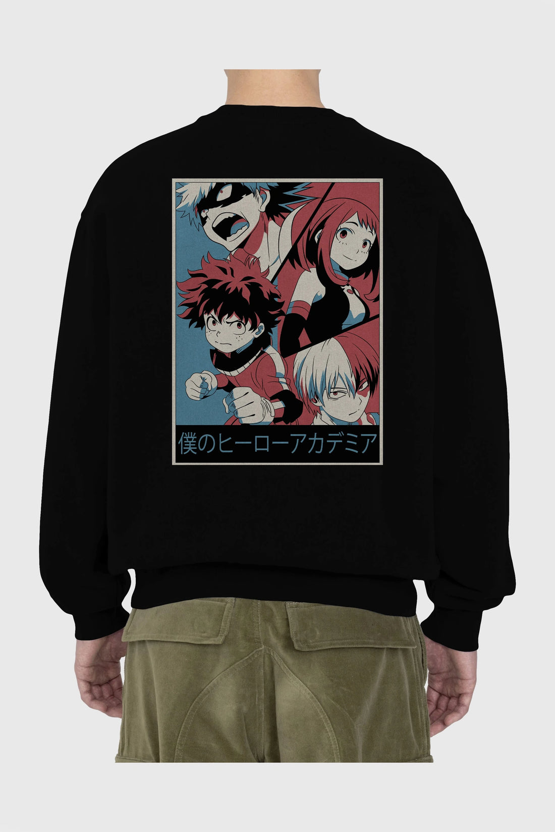 BokuNoHero Anime Arka Baskılı Oversize Sweatshirt Erkek Kadın Unisex
