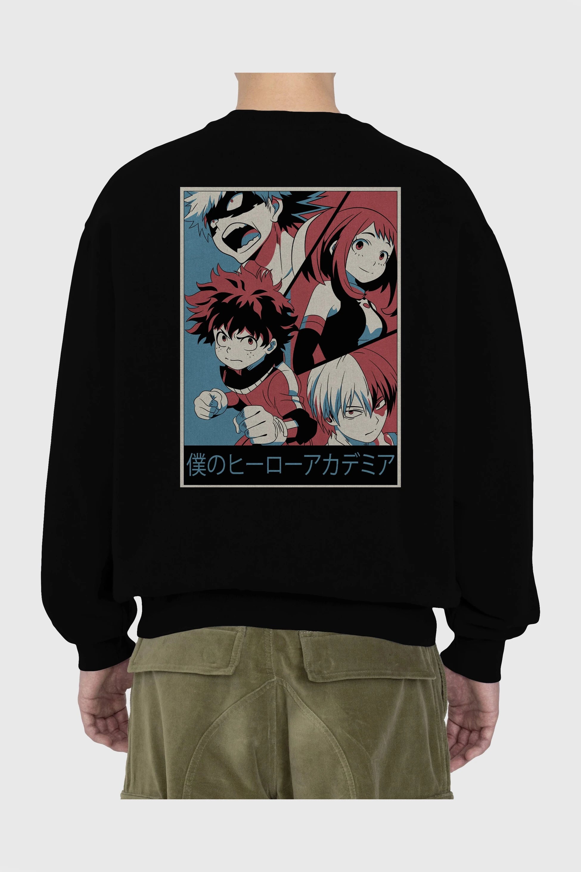 BokuNoHero Anime Arka Baskılı Oversize Sweatshirt Erkek Kadın Unisex