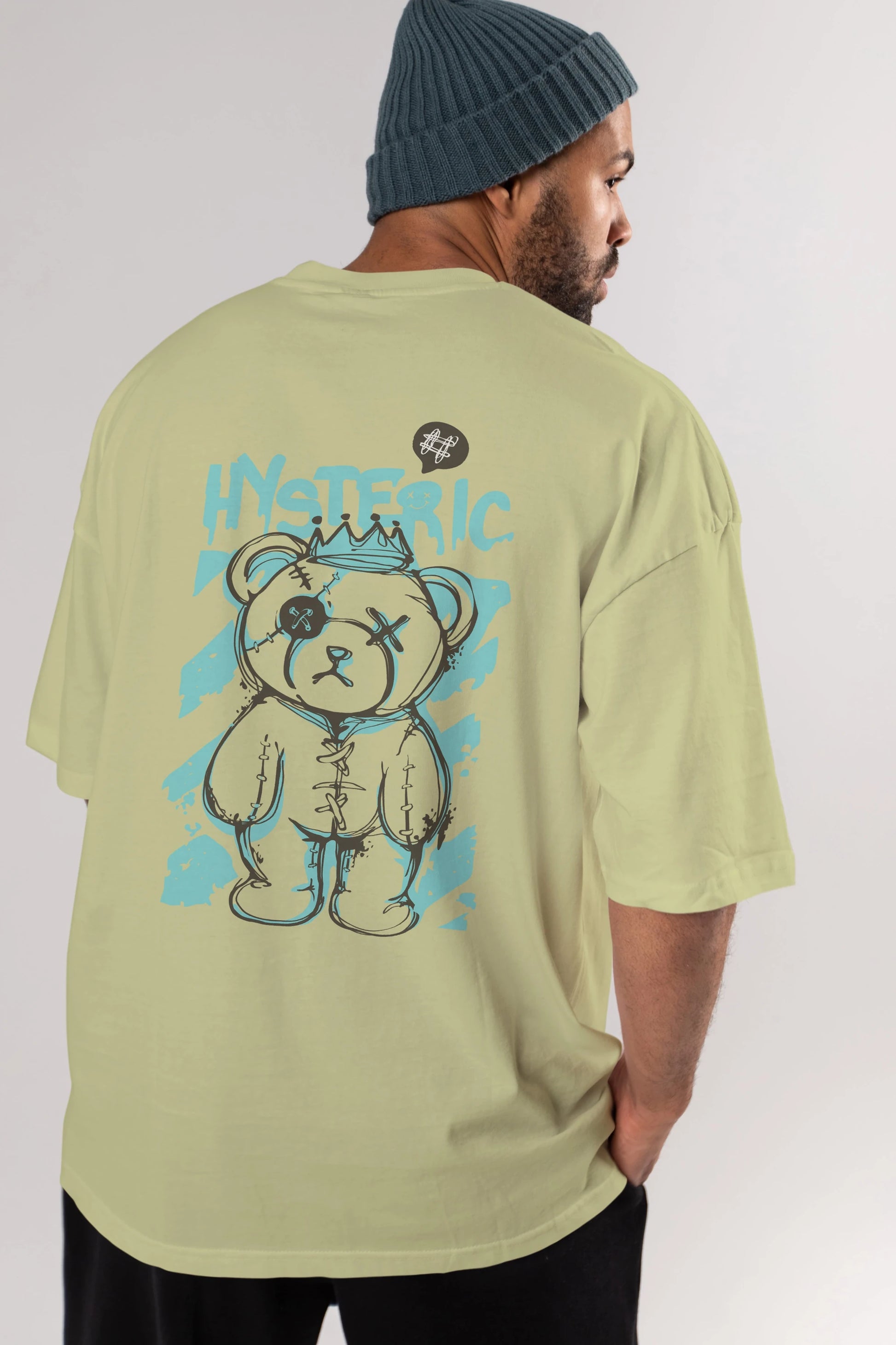 Hysteric Bear Arka Baskılı Oversize t-shirt Erkek Kadın Unisex