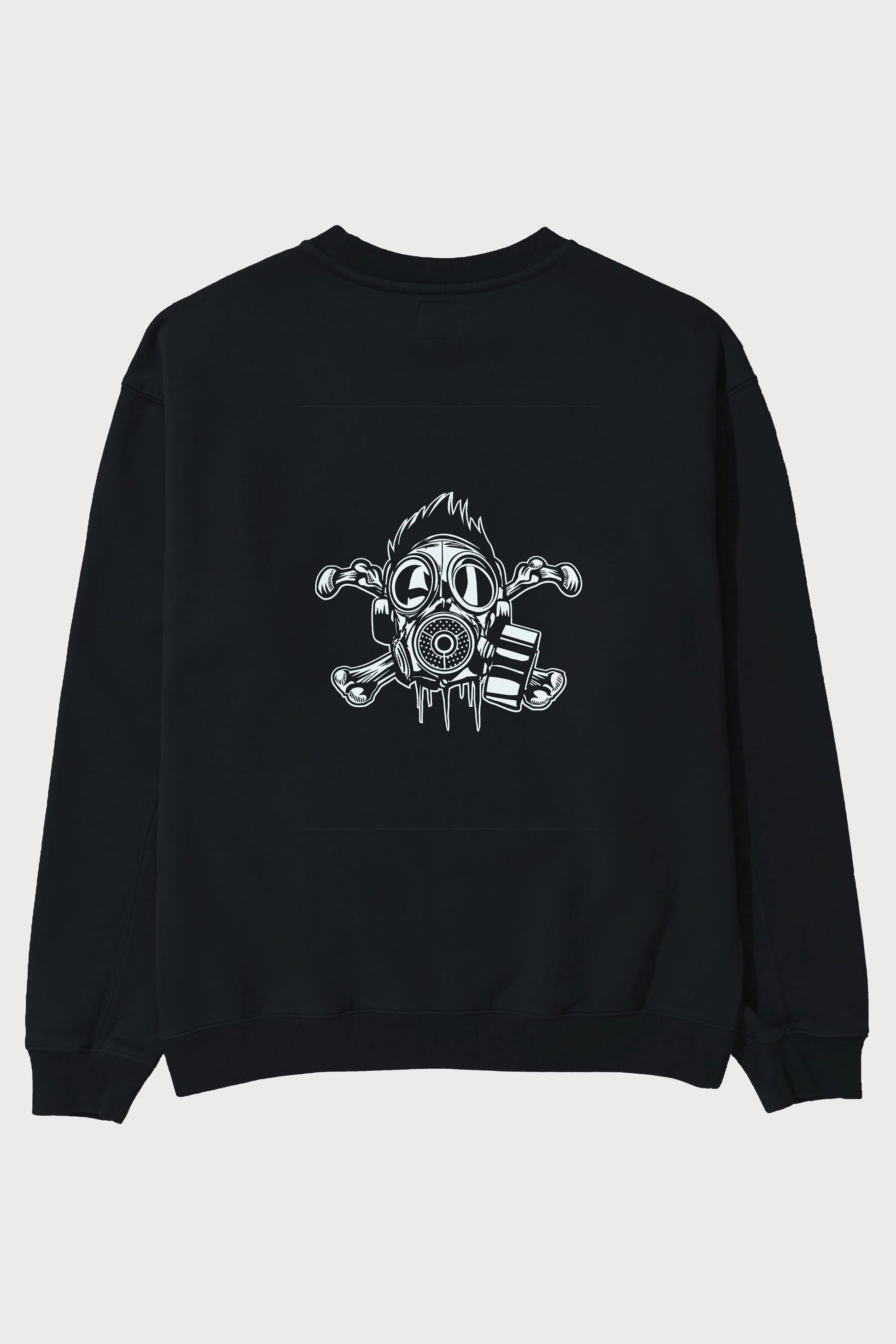 Cross Bones Gasmask Arka Baskılı Oversize Sweatshirt Erkek Kadın Unisex