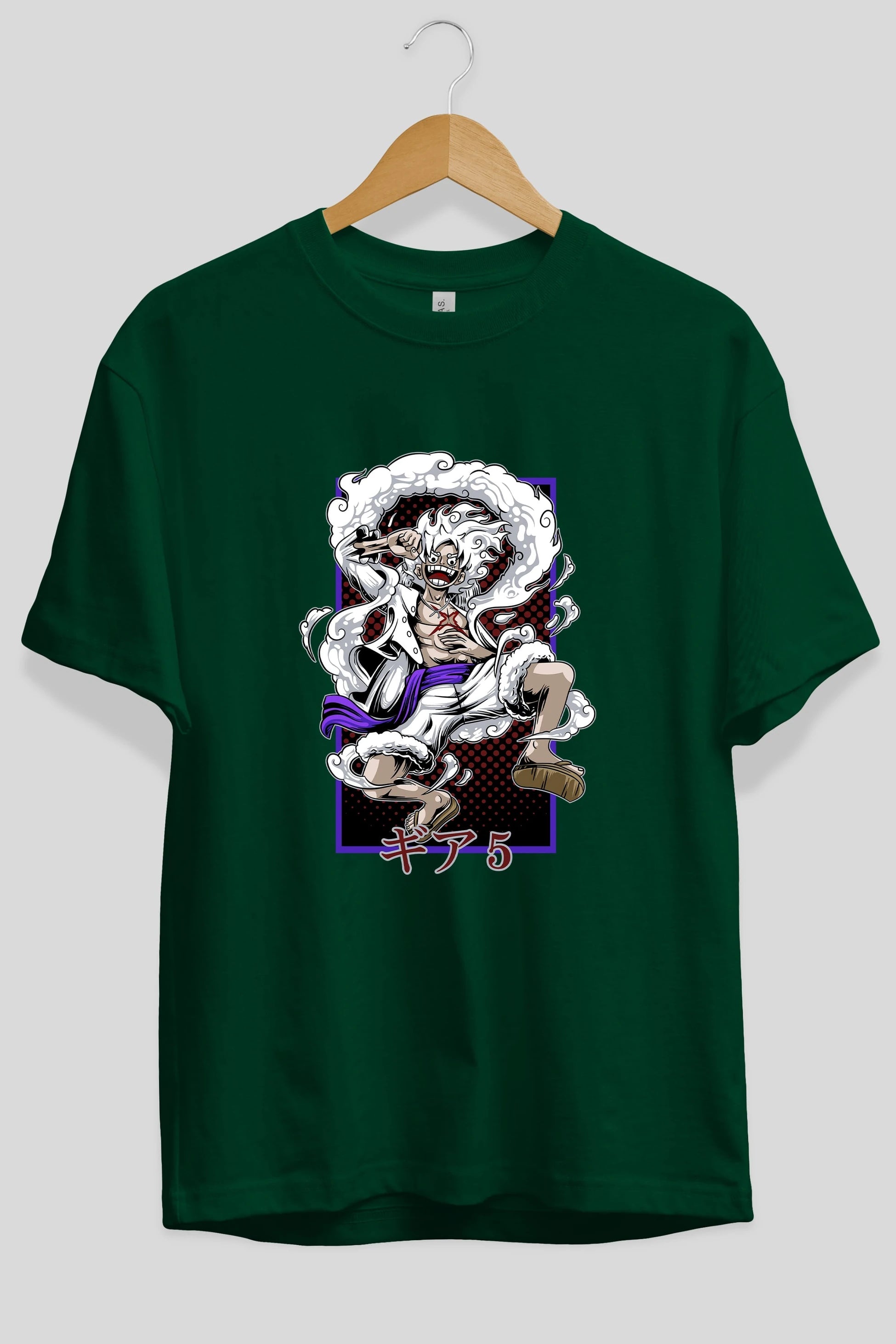 MONKEY D. LUFFY GEAR5 Anime Ön Baskılı Oversize t-shirt %100 pamuk Erkek Kadın Unisex