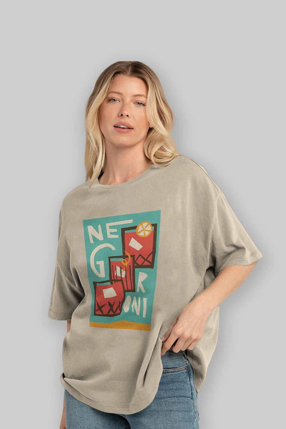 Negroni 3 Ön Baskılı Oversize t-shirt Erkek Kadın Unisex %100 Pamuk Bisiklet Yaka tişort