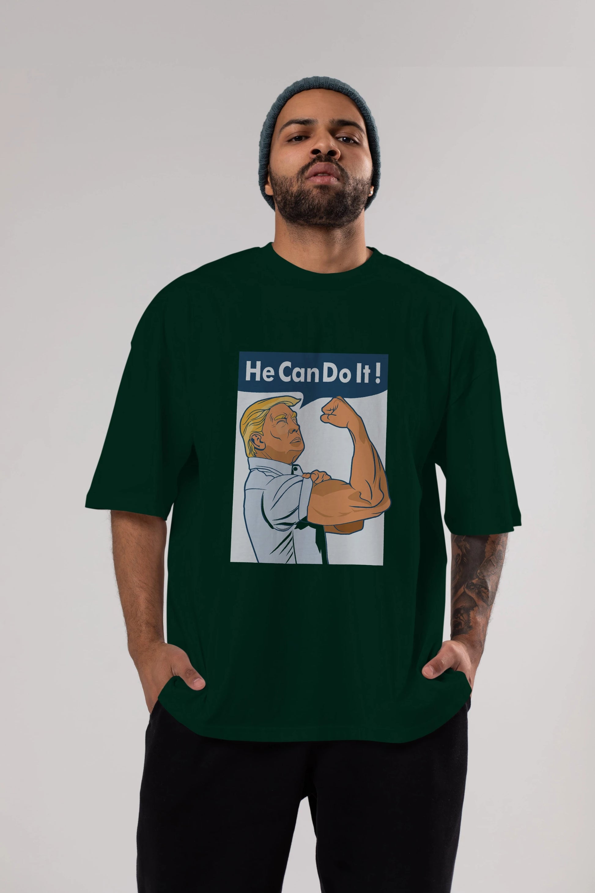 He Can Do It Trump Ön Baskılı Oversize t-shirt Erkek Kadın Unisex %100 Pamuk tişort