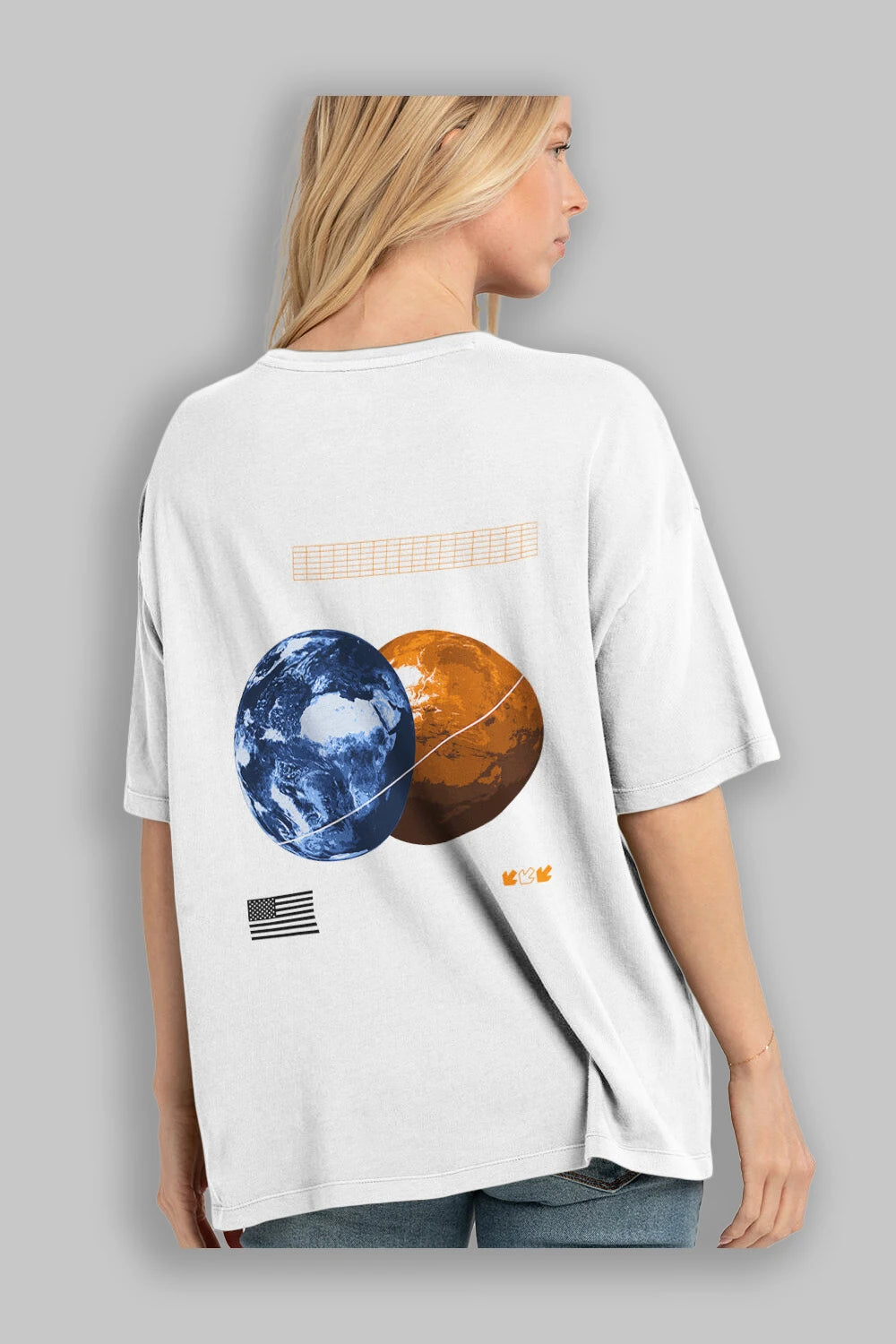 Space Our Arka Baskılı Oversize t-shirt Erkek Kadın Unisex