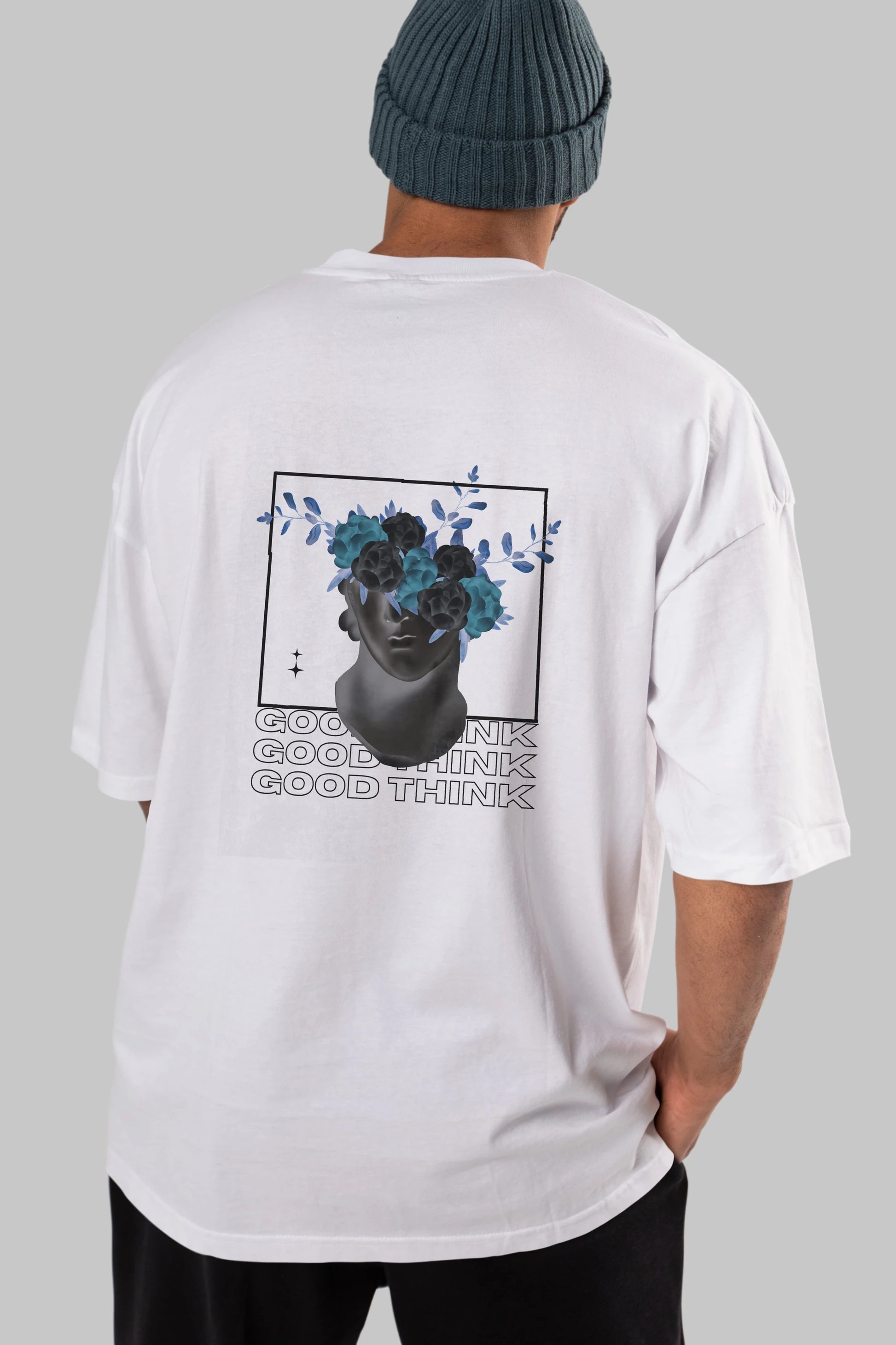 Good Think Yazılı Arka Baskılı Oversize t-shirt Erkek Kadın Unisex