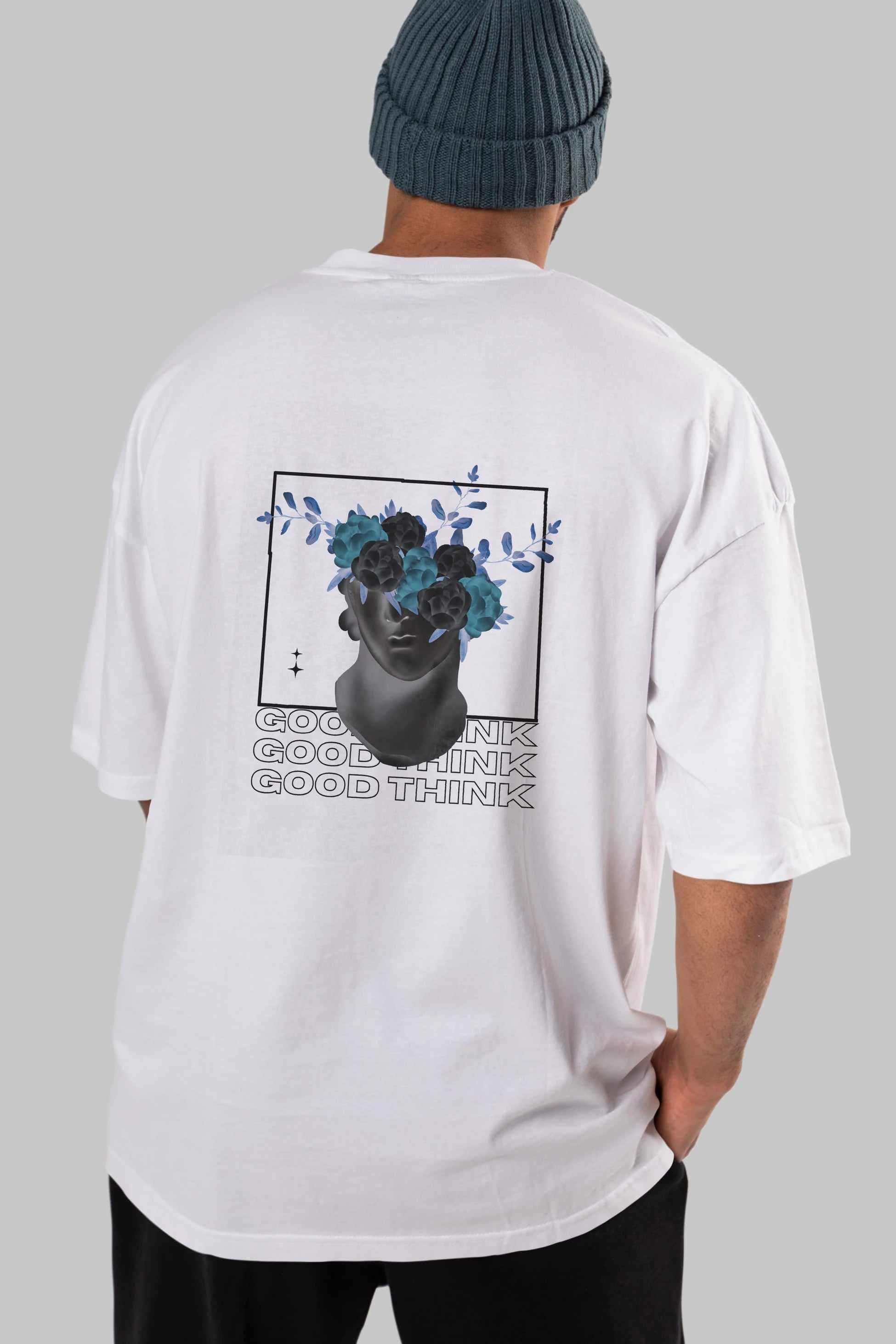 Good Think Yazılı Arka Baskılı Oversize t-shirt Erkek Kadın Unisex