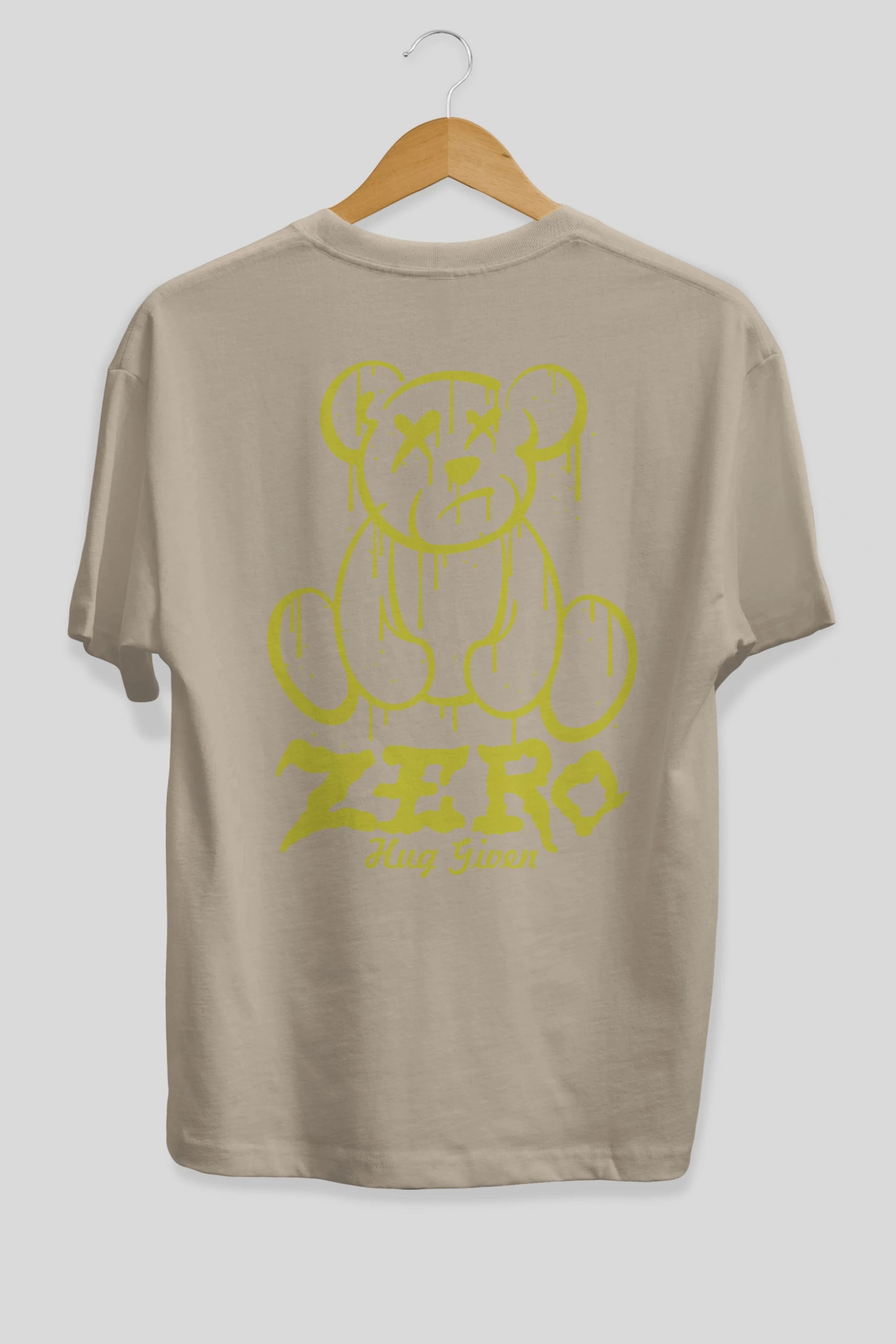 Zero Hug Given Bear Arka Baskılı Oversize t-shirt Erkek Kadın Unisex