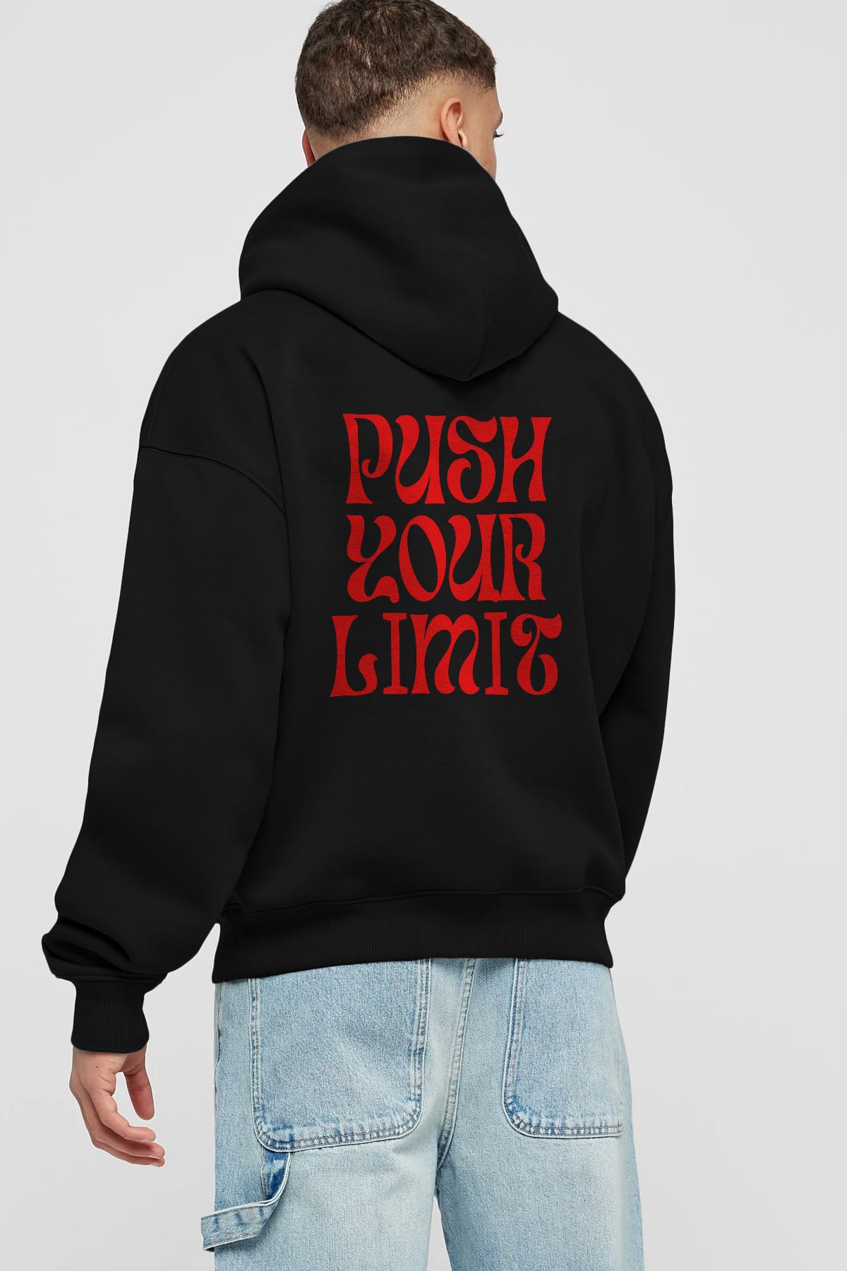 Push Your Limit Yazılı 2 Arka Baskılı Oversize Hoodie Kapüşonlu Sweatshirt Erkek Kadın Unisex