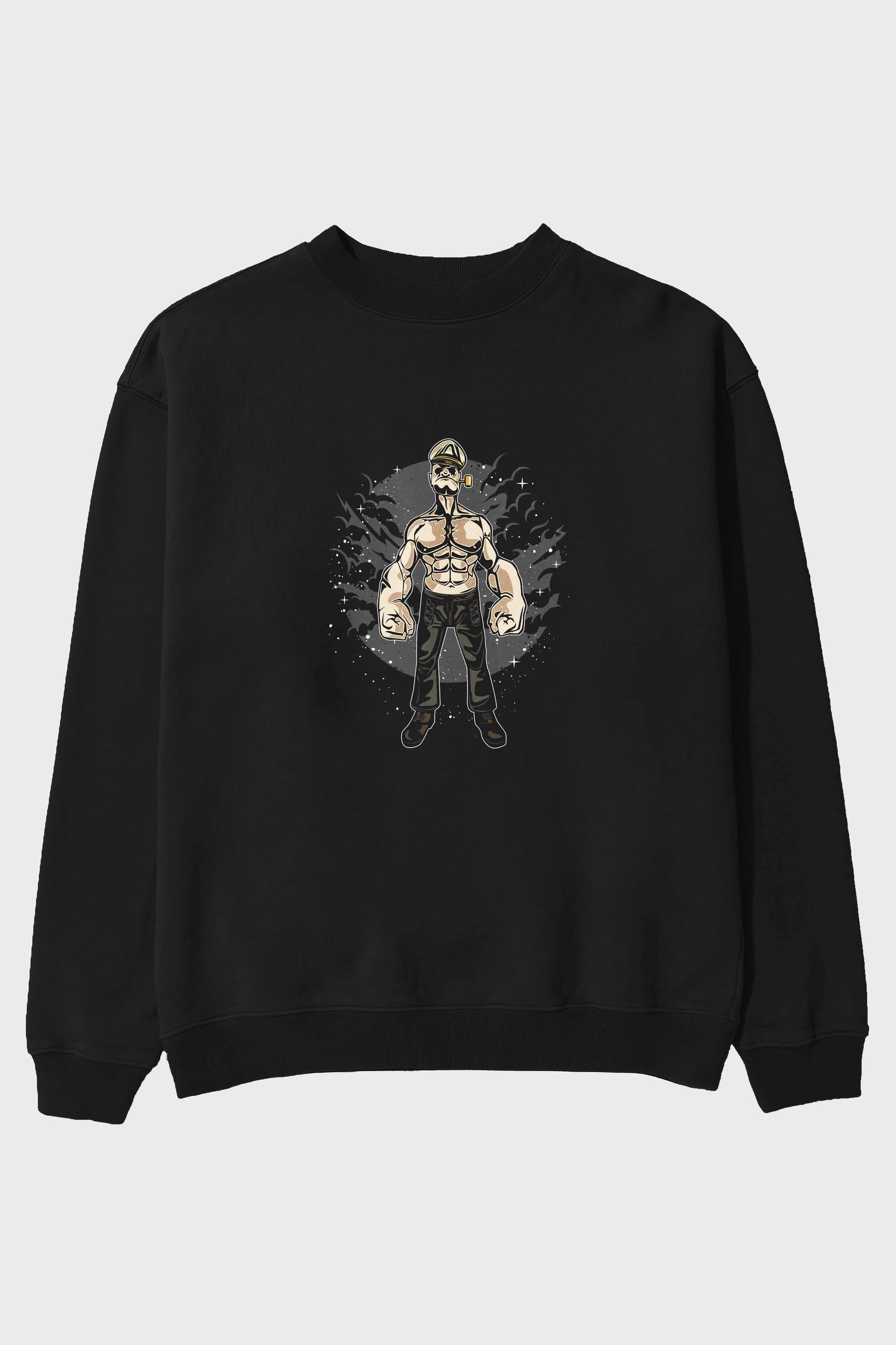 Popeye Ön Baskılı Oversize Sweatshirt Erkek Kadın Unisex