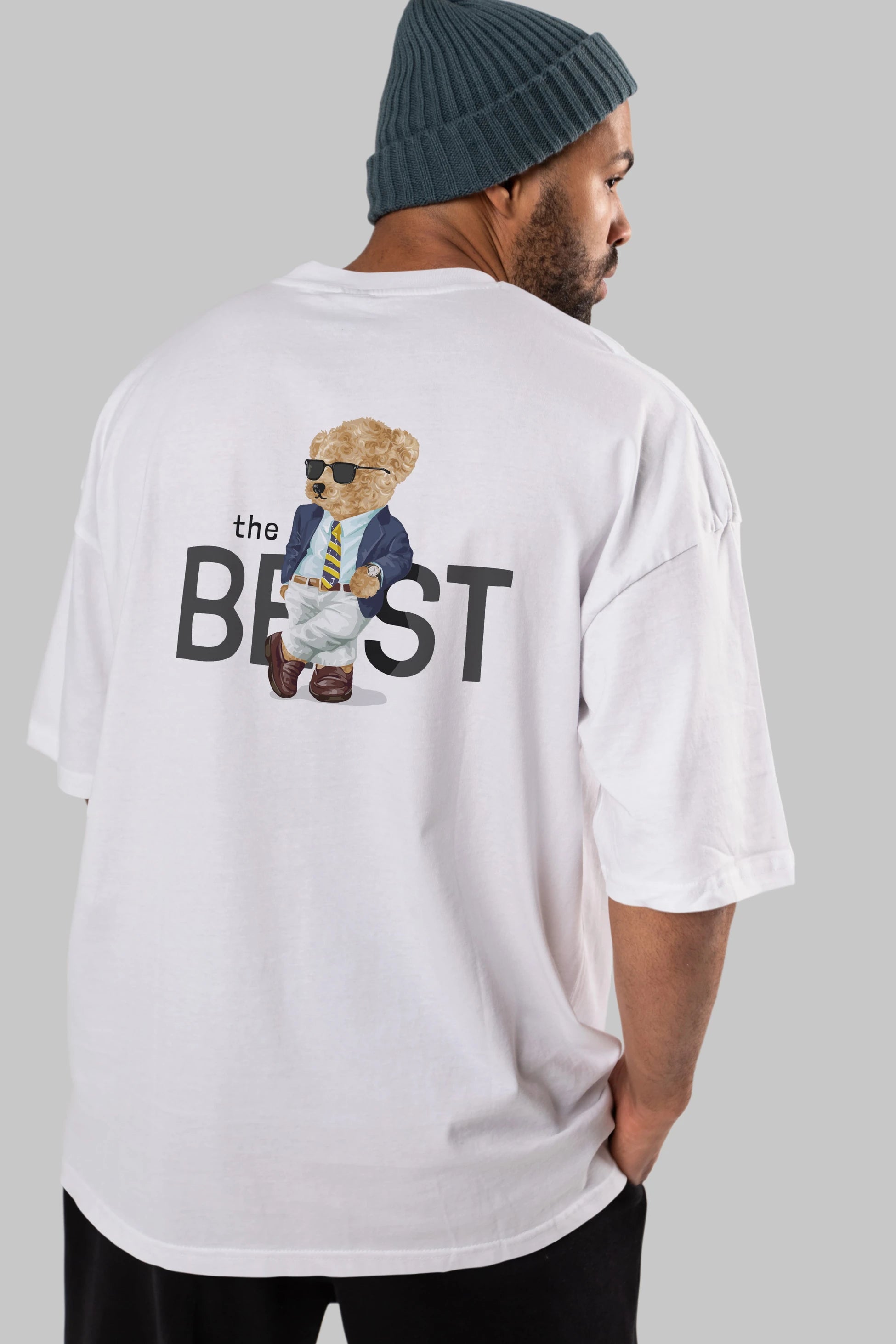 Teddy Bear The Best Arka Baskılı Oversize t-shirt Erkek Kadın Unisex %100 Pamuk