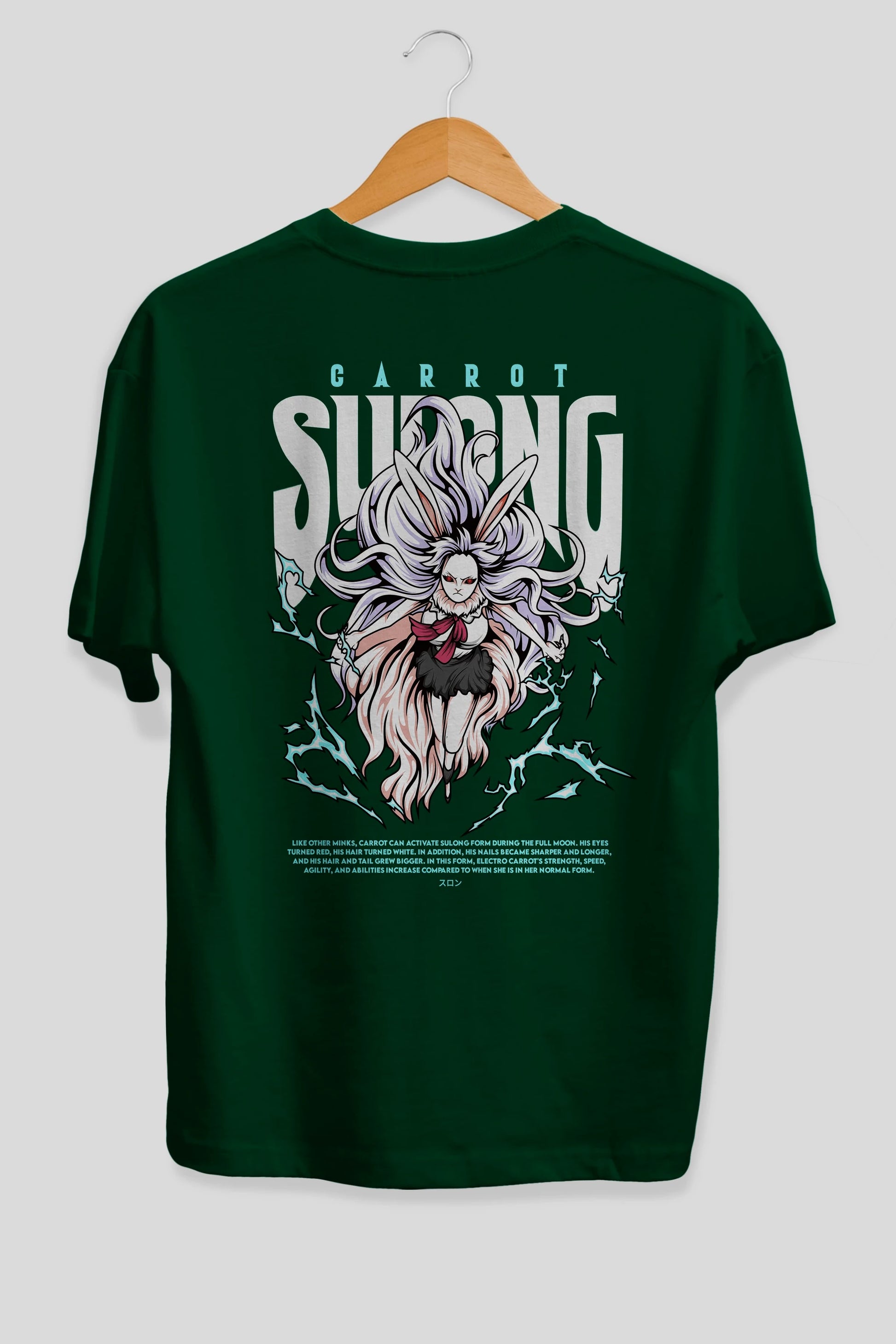 Carrot Sulong Anime Arka Baskılı Oversize t-shirt Erkek Kadın Unisex