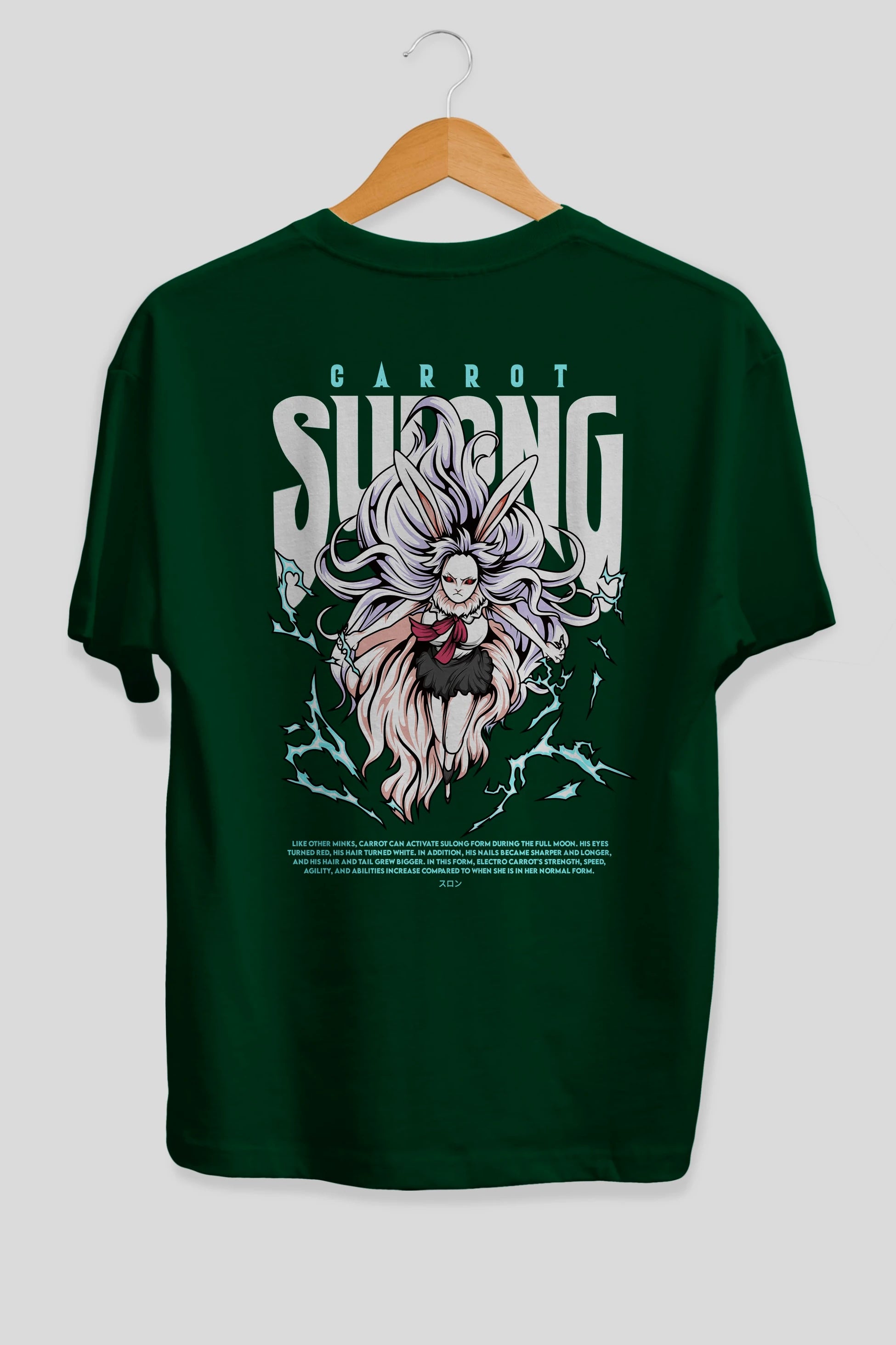 Carrot Sulong Anime Arka Baskılı Oversize t-shirt Erkek Kadın Unisex